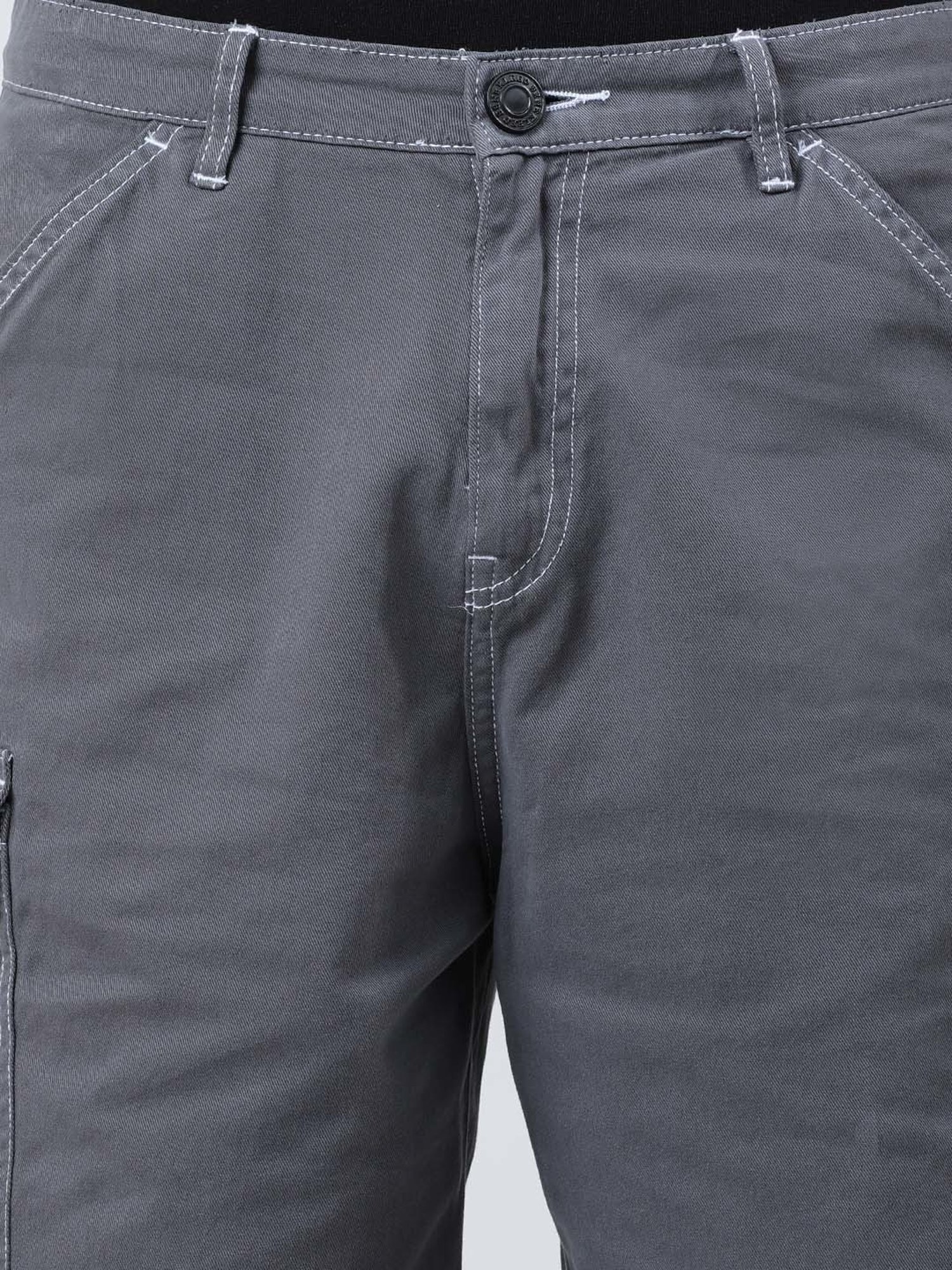 Bene Kleed Iron Grey Relaxed Fit Cotton Cargo Shorts