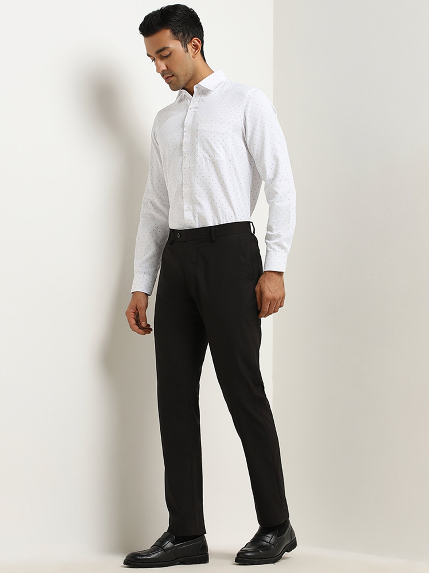 WES Formals by Westside Light Grey Printed Relaxed-Fit Shirt