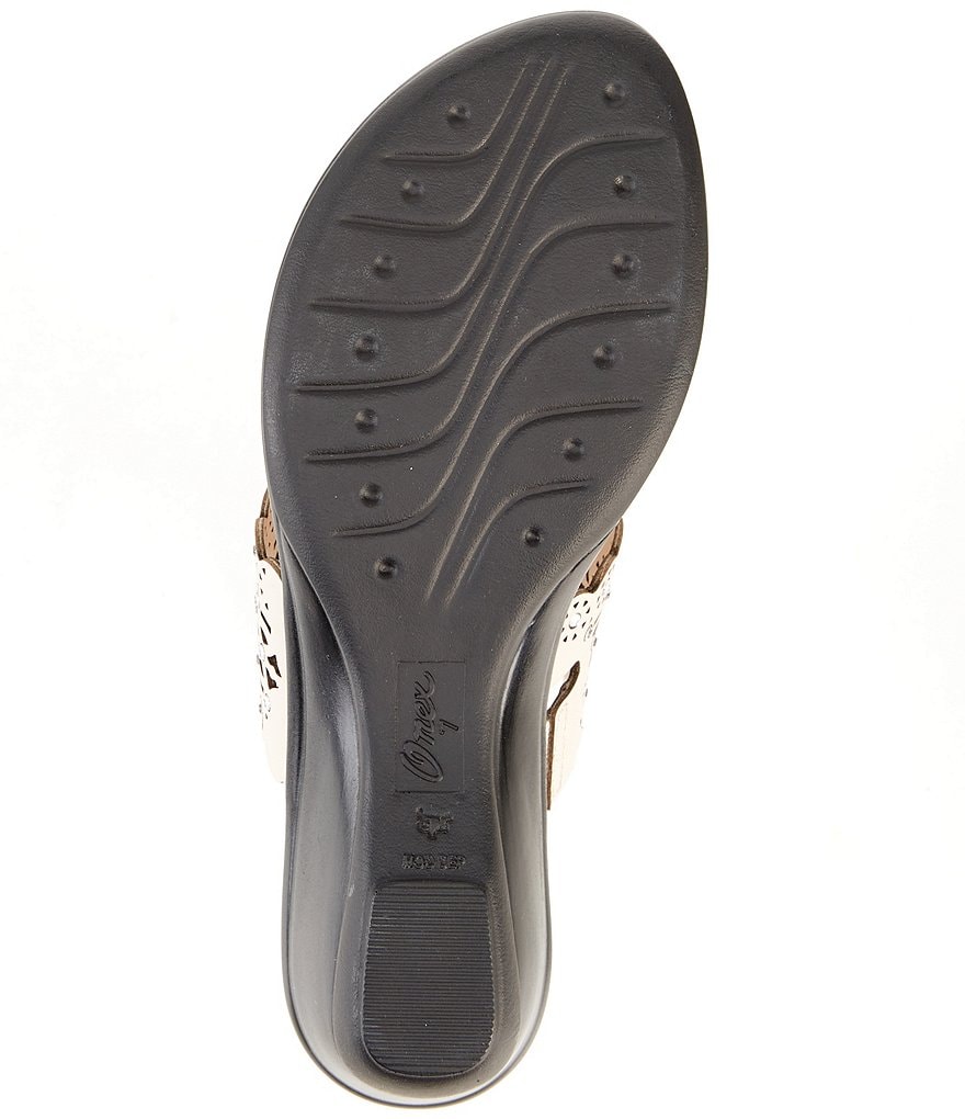 Onex Kelli Lazer Cut Leather Rhinestone Thong Slides