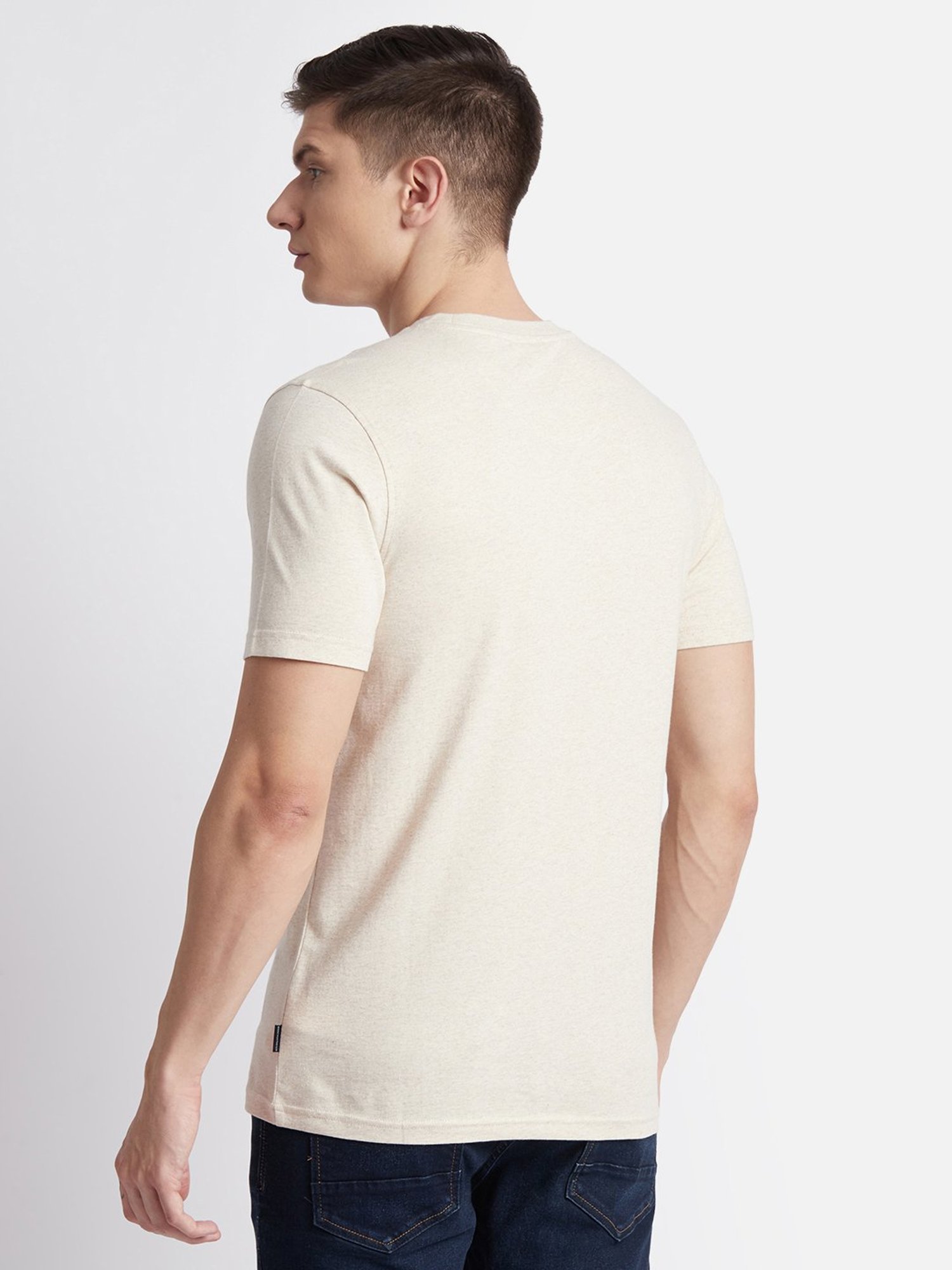 Beverly Hills Polo Club Cream Regular Fit Pure Cotton Crew T-Shirt