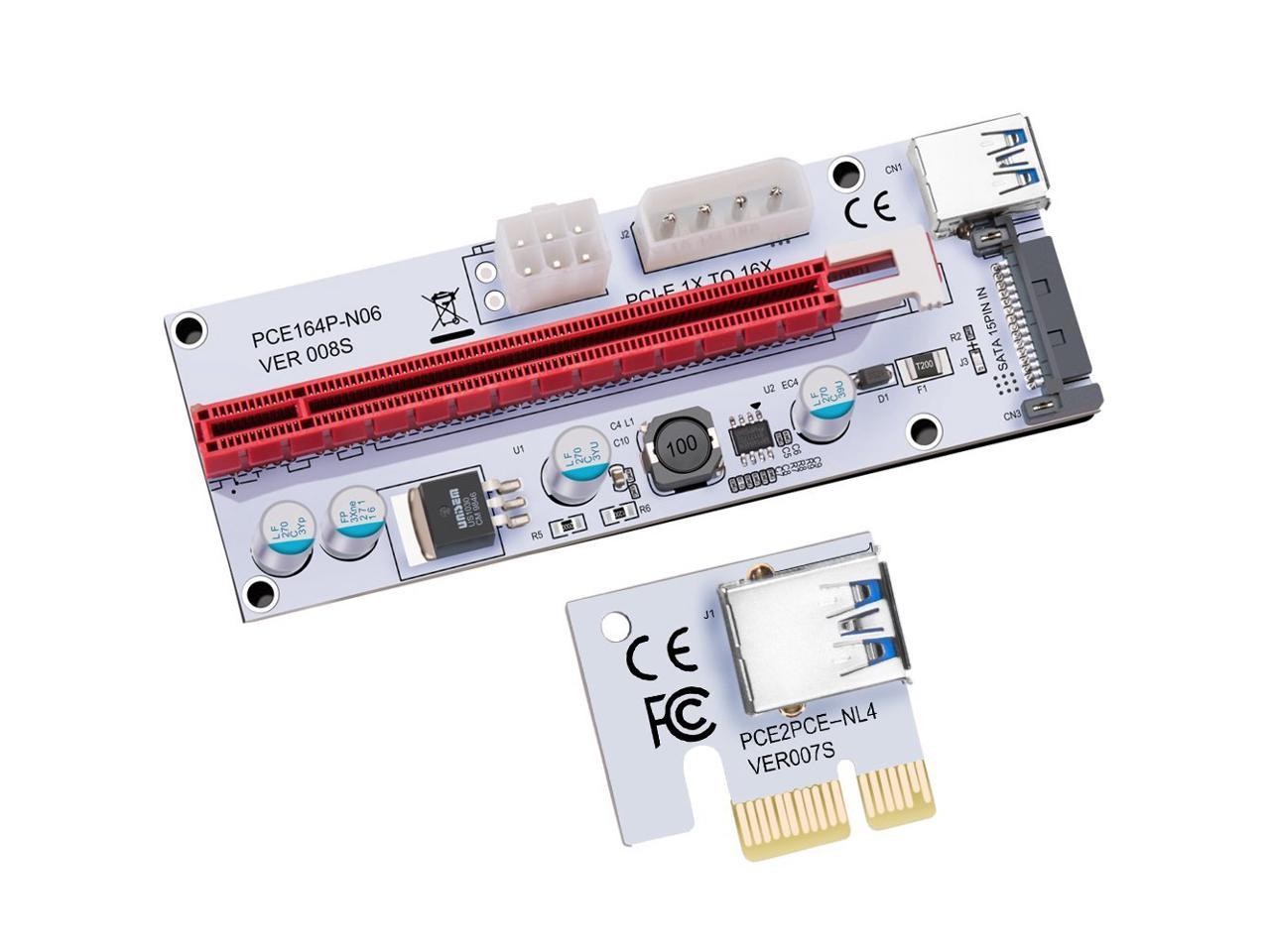 6-Pack Ver006C Mining Dedicated PCIe Riser Cable Card Adapter Cryptocurrency PCI Express 1X to 16X Extender Mining Rig 60cm USB 3.0 6Pin Power