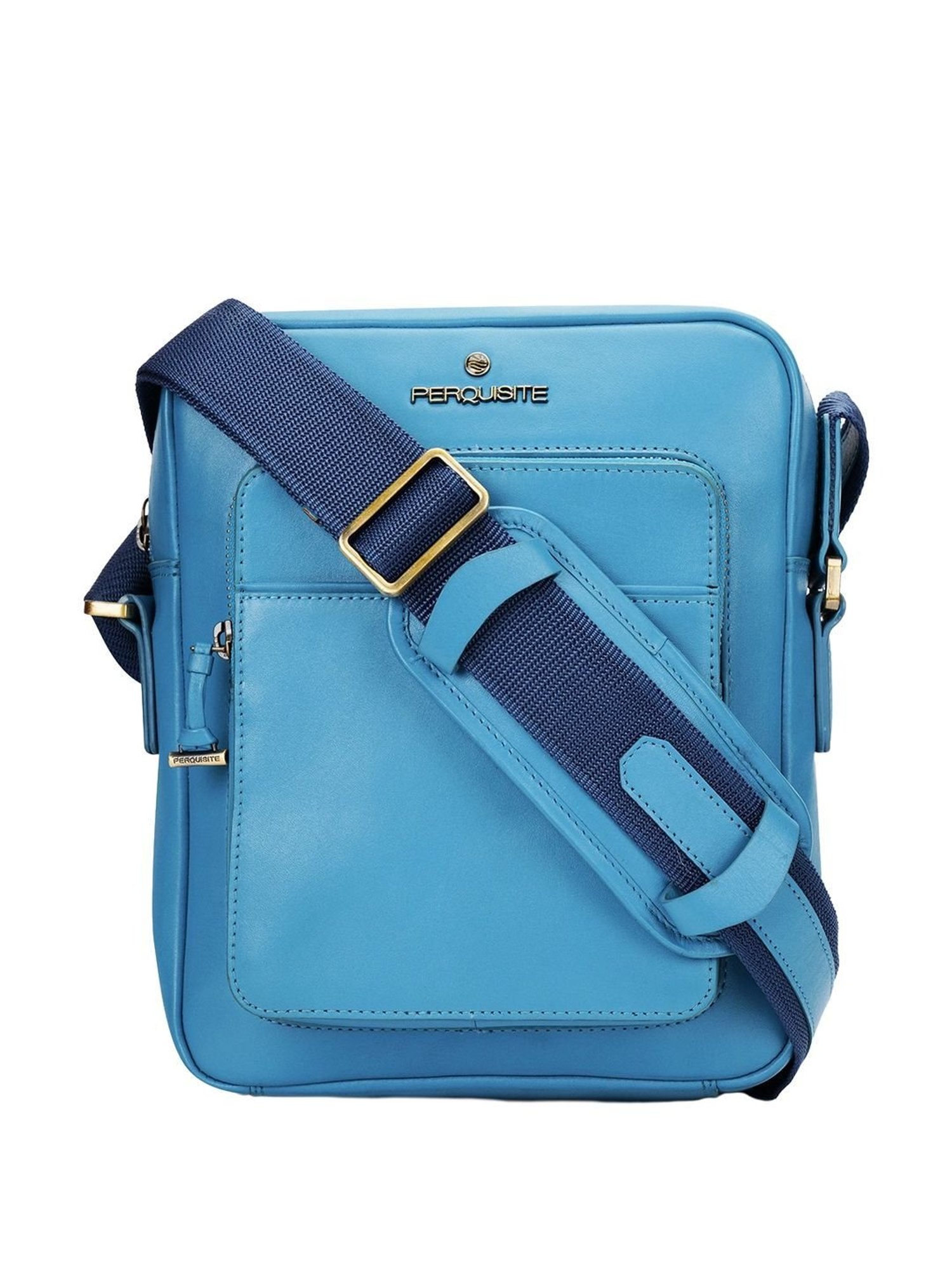 PERQUISITE MARK Blue Solid Medium Cross Body Bag