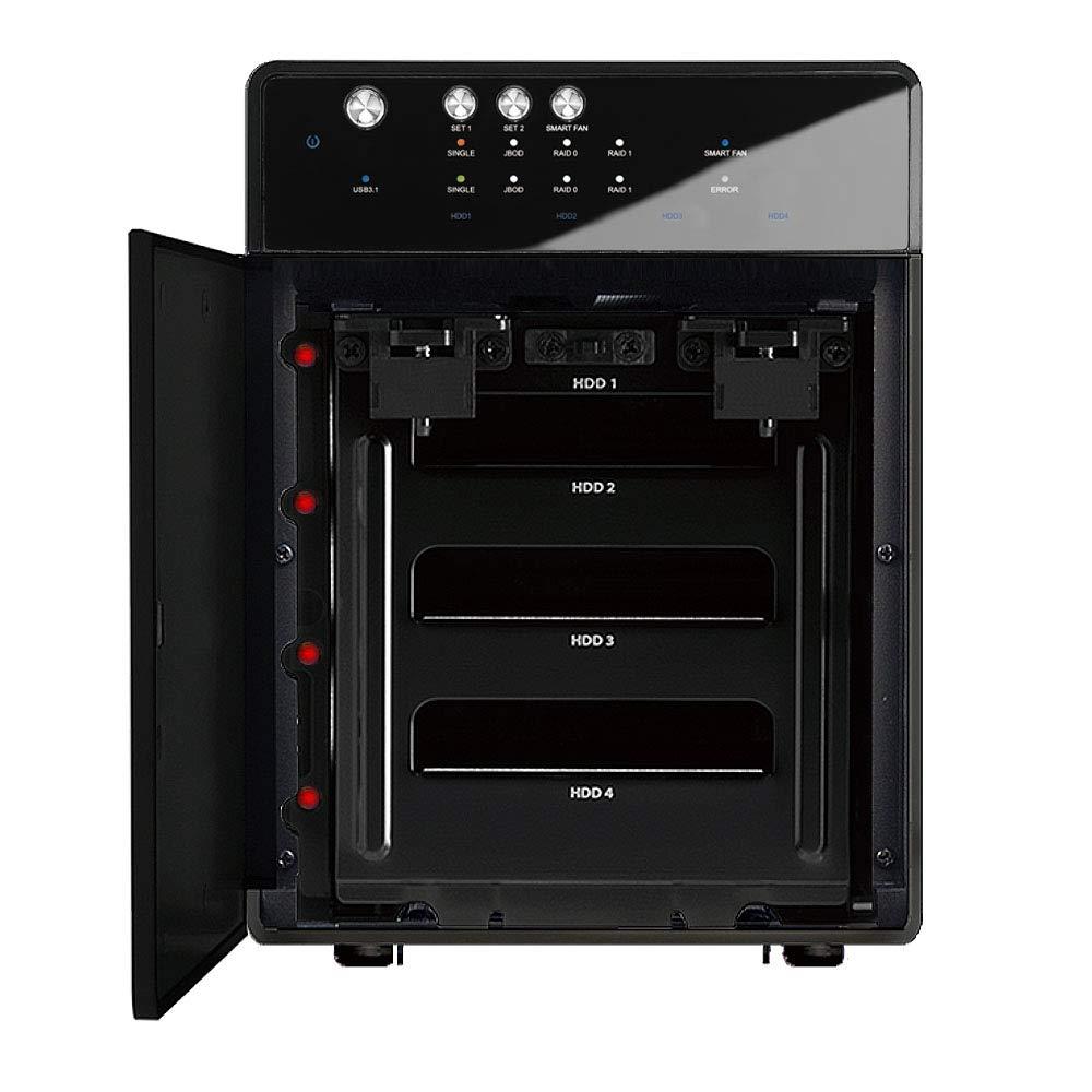 Mediasonic Raid USB 3.1 Type C 4 Bay 3.5&rdquo; SATA Hard Drive Enclosure with USB 3.1 Hub Feature &ndash; USB 3.1 Gen 2 10Gbps (HFR7-SU31CH)