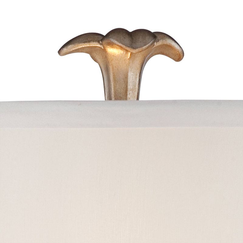 Regency Hill Traditional Table Lamp Mercury Glass Silver Champagne White Drum Shade for Living Room Family Bedroom Nightstand