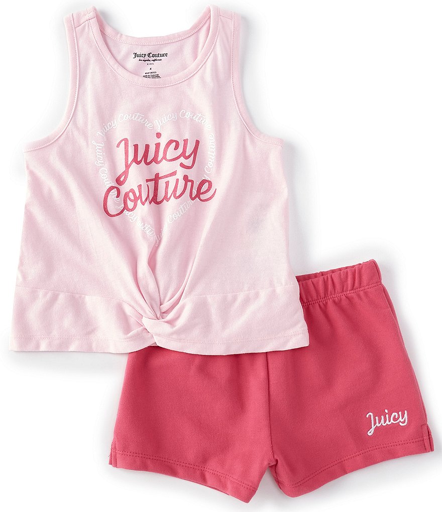 Juicy Couture Little Girls 2T-6X Heart Logo Twist-Hem Tank Top & Shorts Set