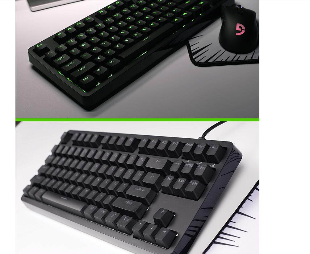 Fuhlen G87 All Non-conflicting Keys, 9 Backlit LED Light Modes, Cool Exterior Wired  Cherry Red Mechanical  Keyboard, 50Million Times Keystrokes Lifespan-Black