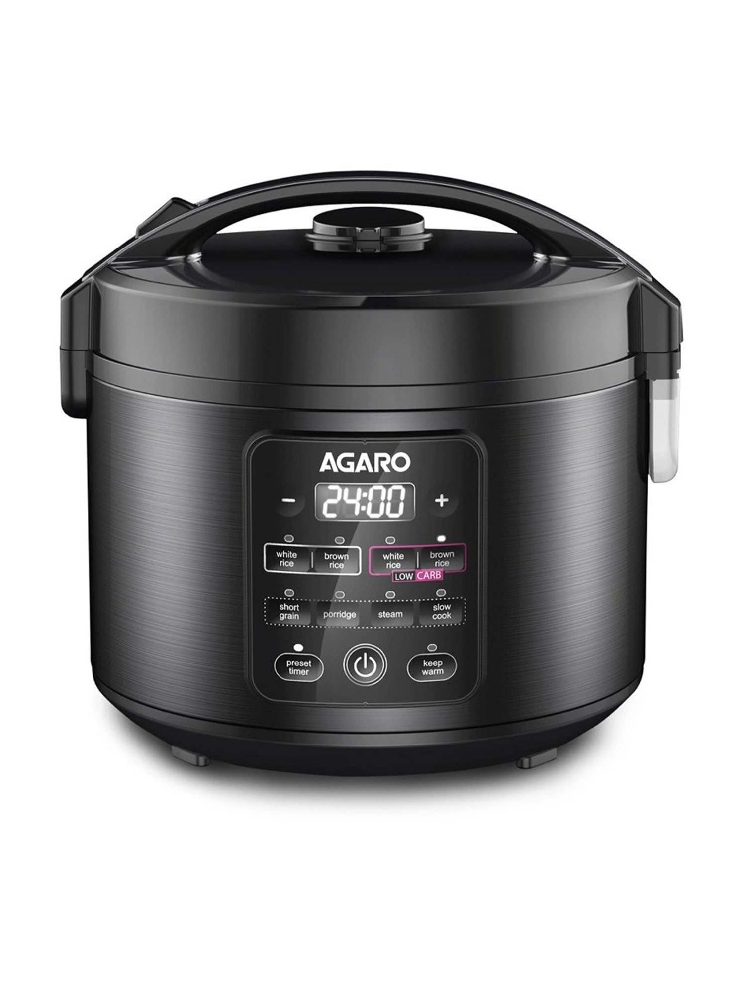 Agaro Regal Electric Rice Cooker 1.3L with Ceramic Inner Bowl & LED Display (Black)