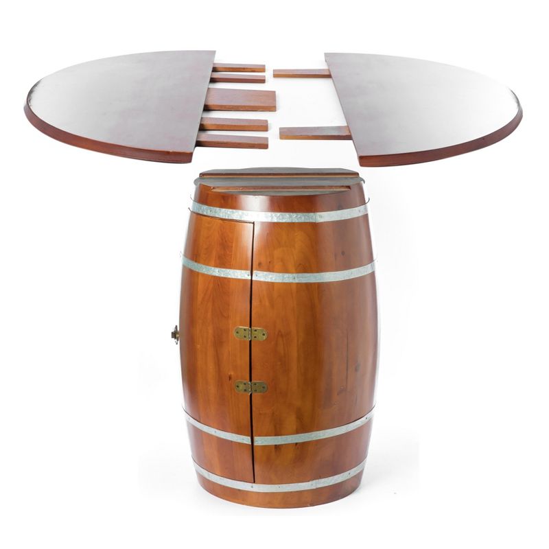 Vintiquewise Wine Barrel Round Table Wine Storage Cabinet