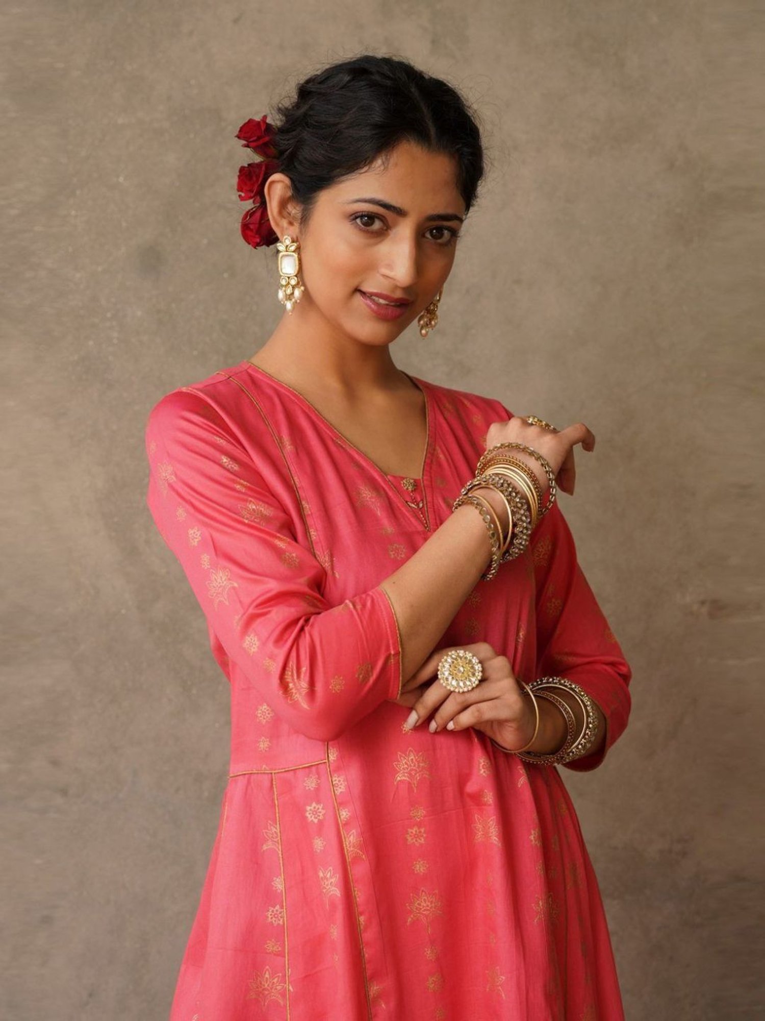 Akiso Coral Parv Block Printed Anarkali Kurta