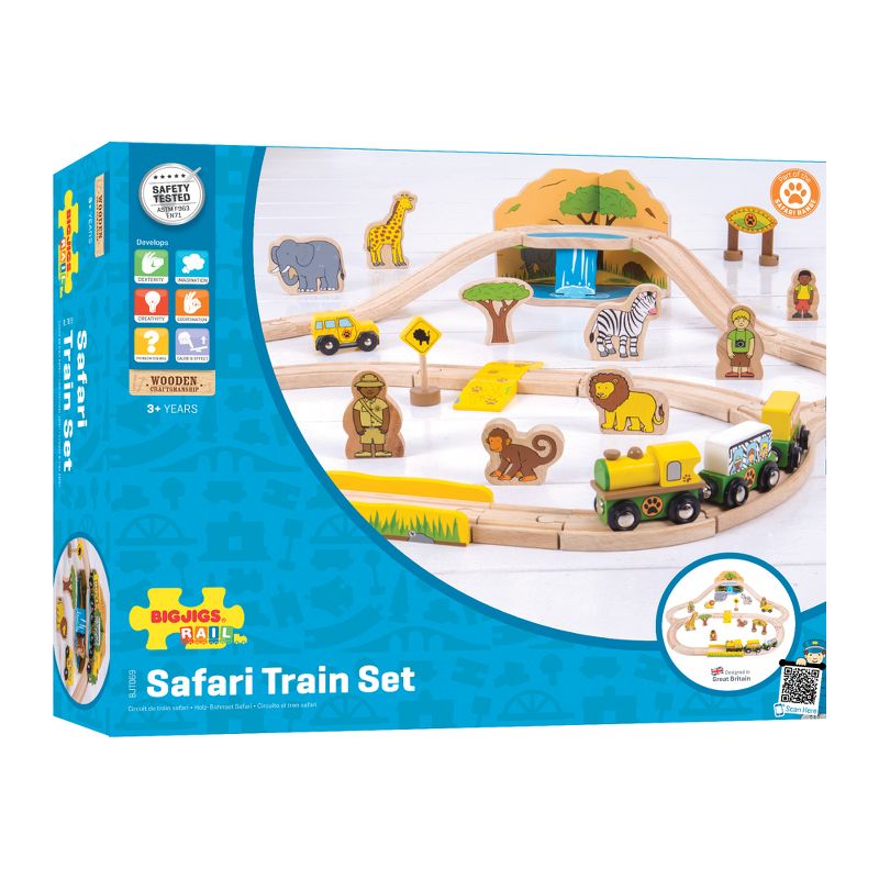 Bigjigs Rail Safari Wooden Railway Train Set