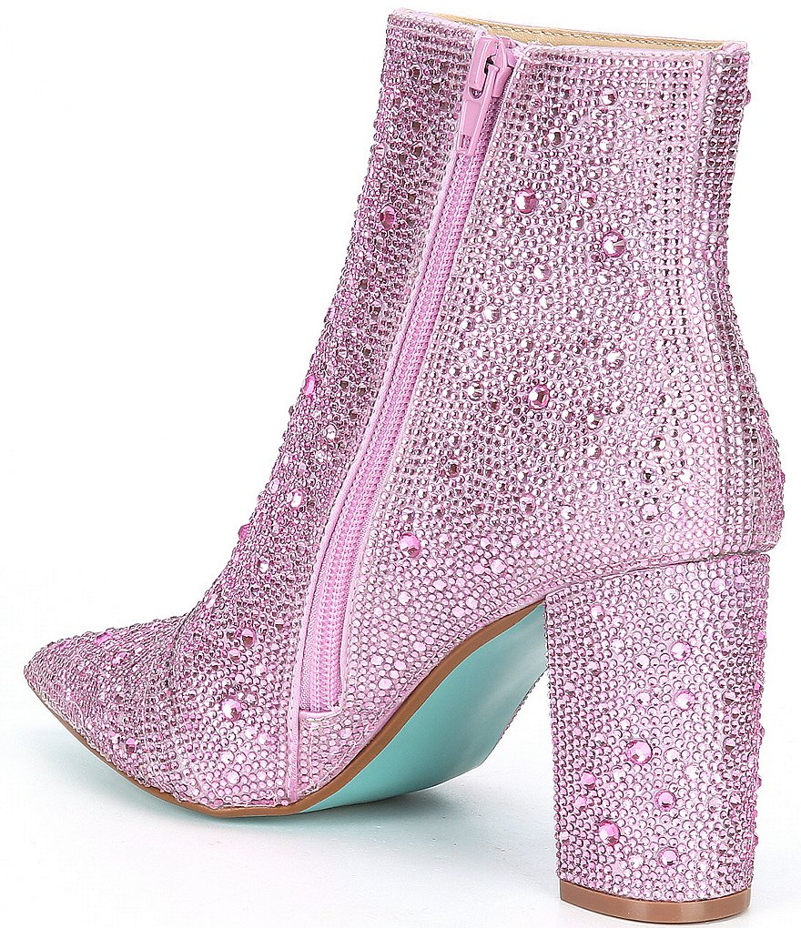 Blue by Betsey Johnson Cady Rhinestone Embellished Block Heel Booties