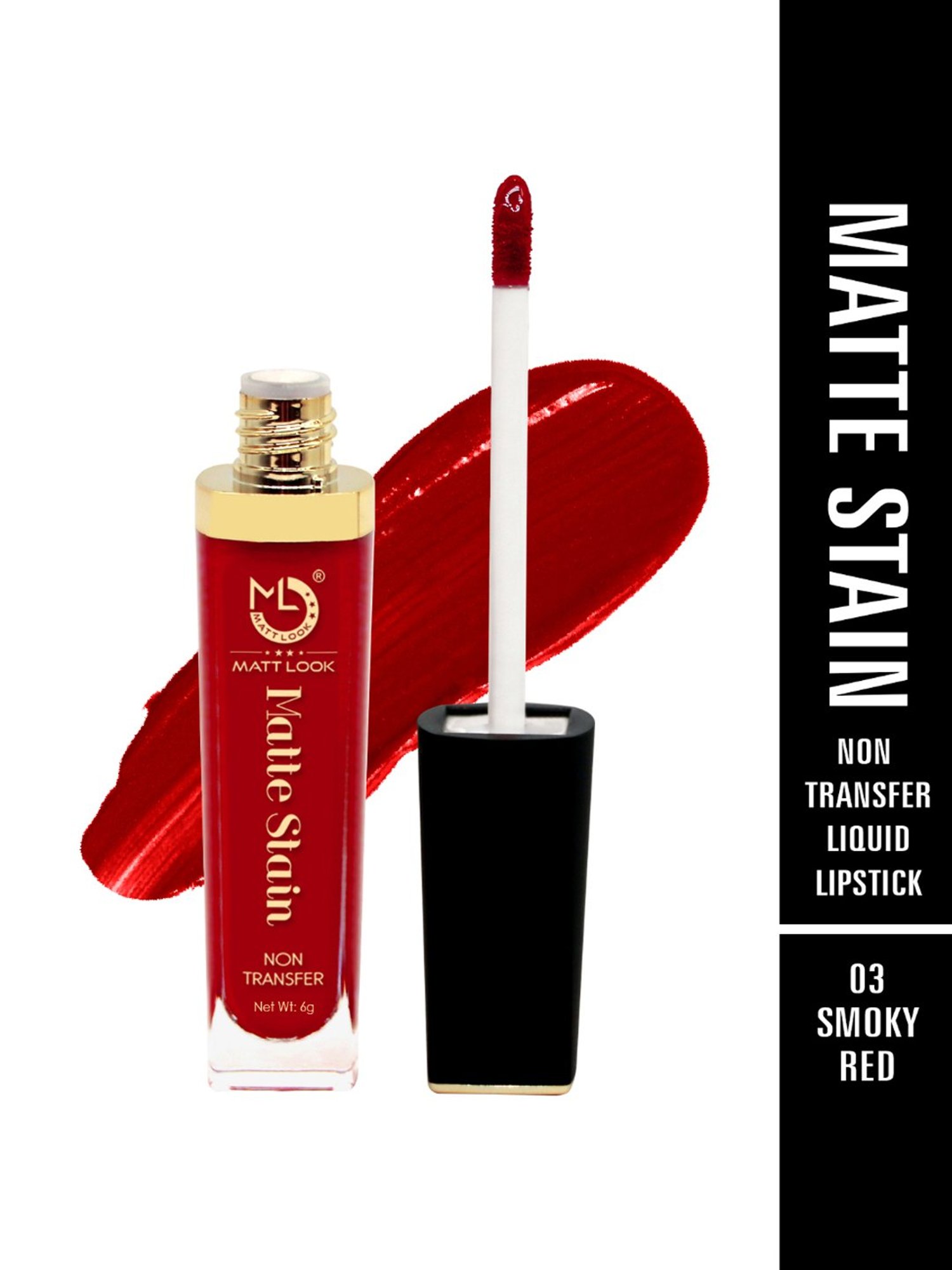 Matt Look Matte Stain Non Transfer Liquid Lipstick 03 Smoky Red - 6 gm