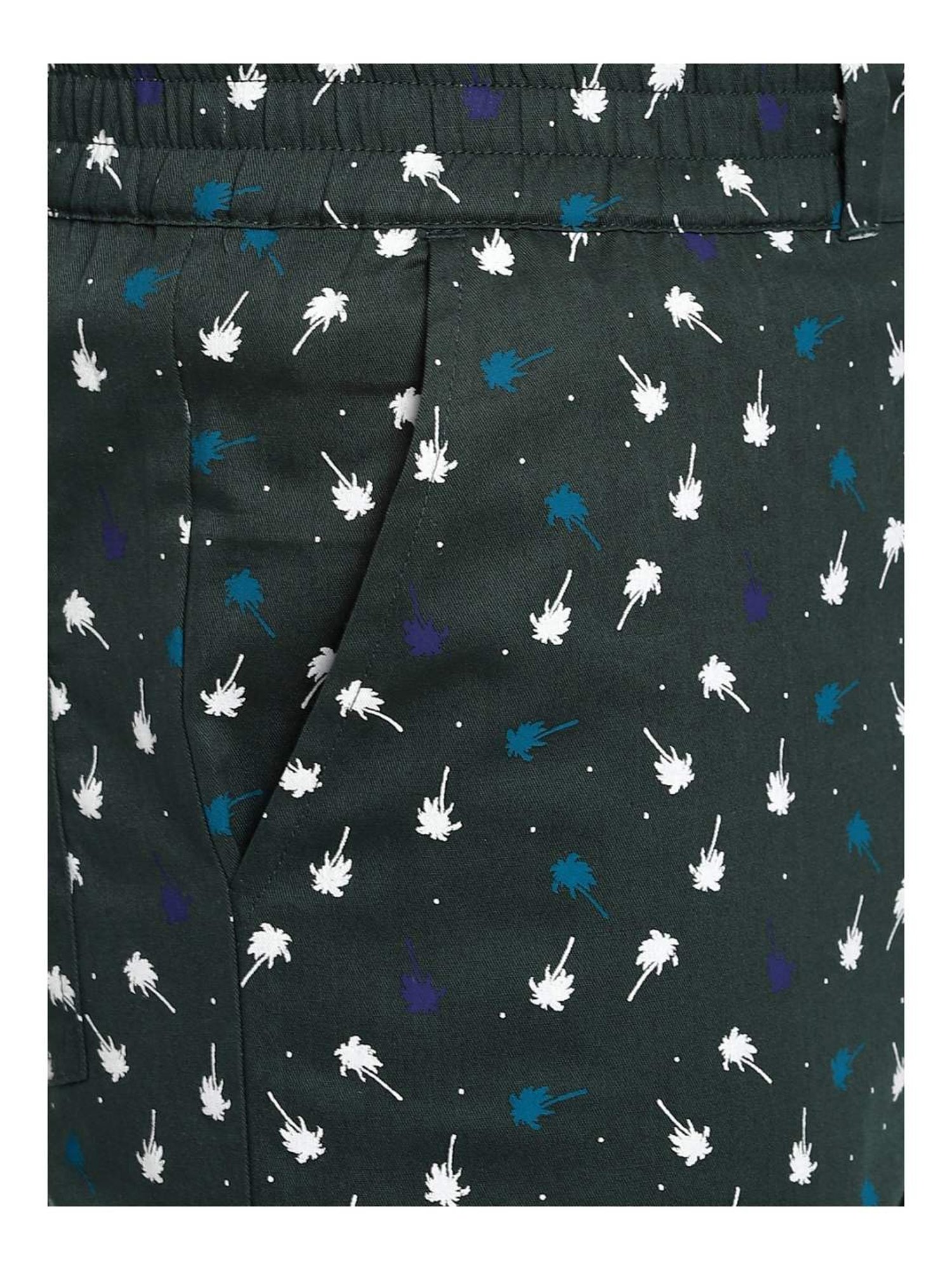 Forever 21 Olive Green Cotton Regular Fit Printed Shorts