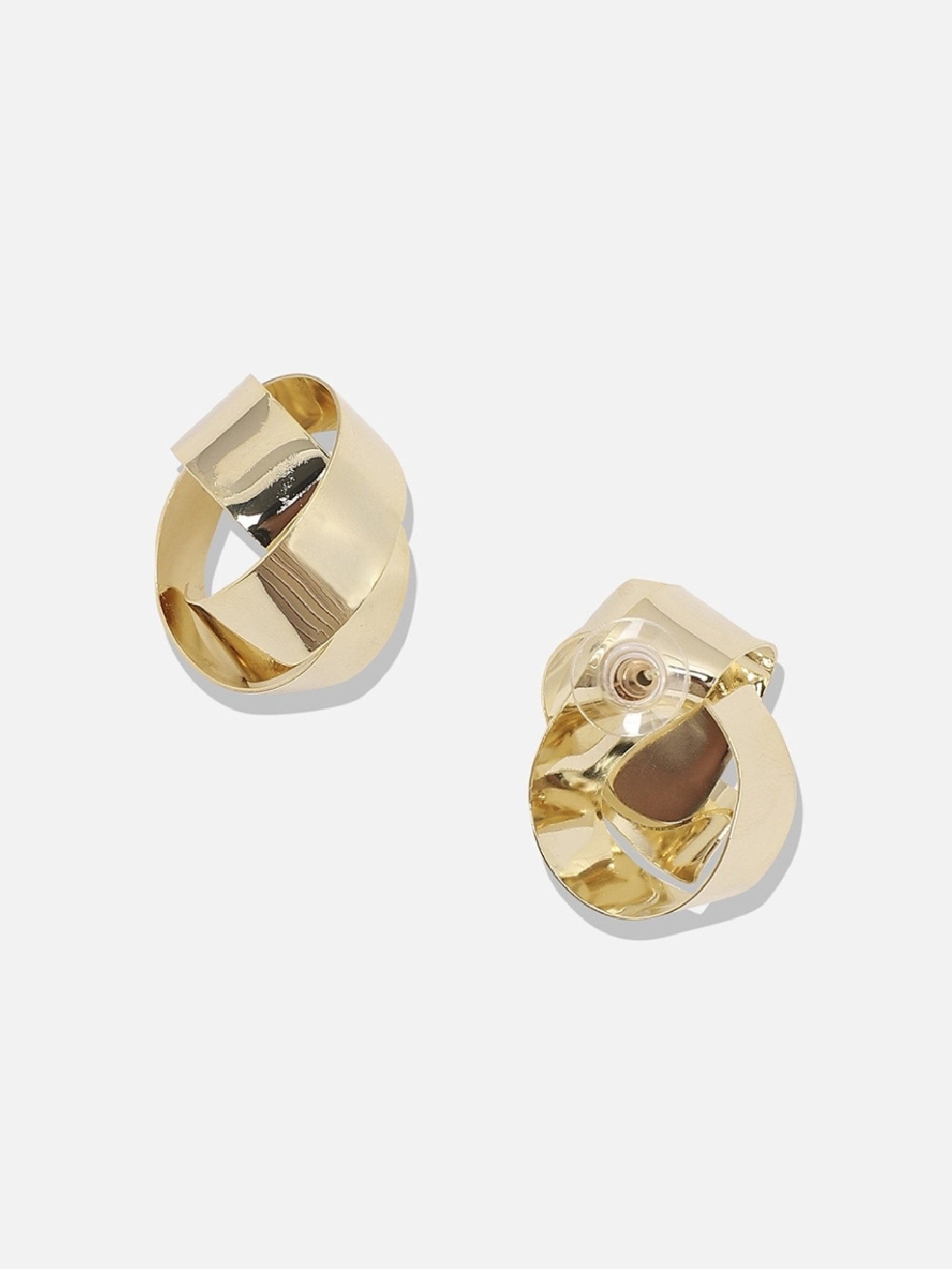 Sohi Women's Minimal Rolled Stud Earrings  Gold