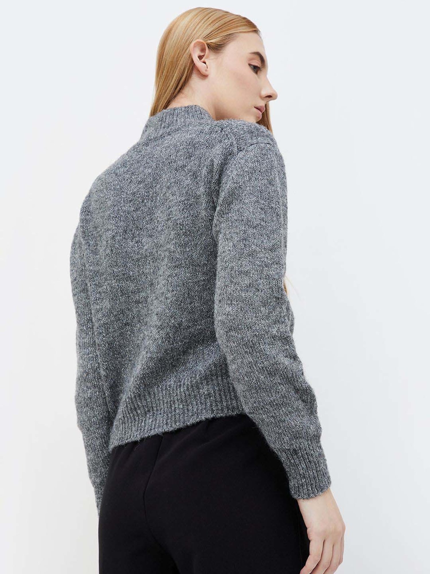 Code by Lifestyle Grey Self Pattern Sweater