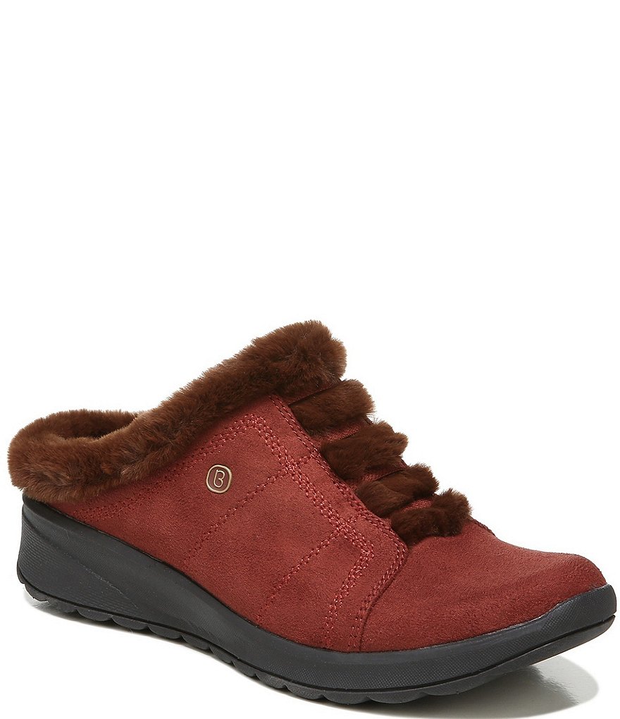 Bzees Golden Cozy Washable Slip-On Stretch Fabric Faux Fur Mules