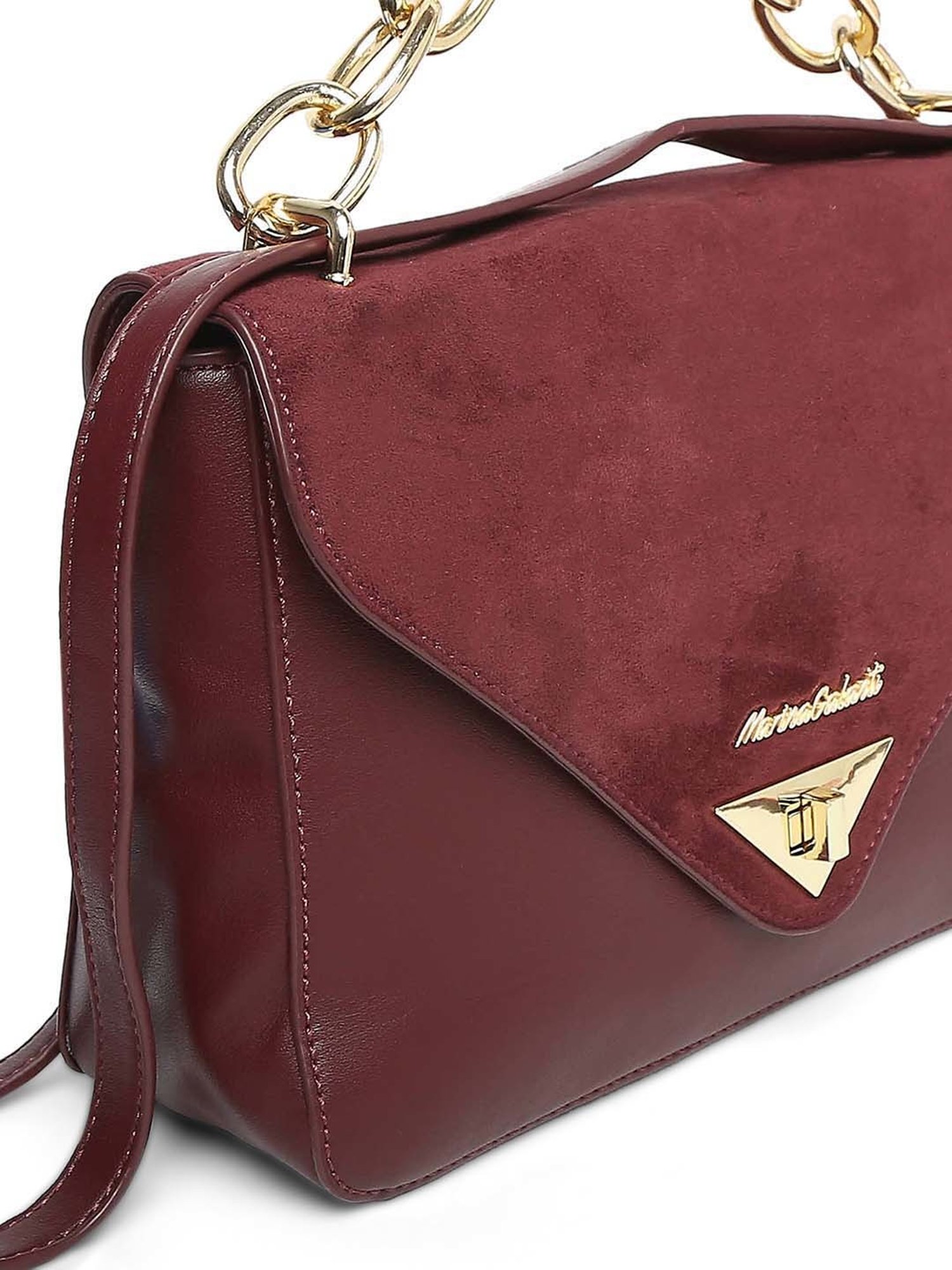 Marina Galanti Maroon Solid Medium Satchel Handbag