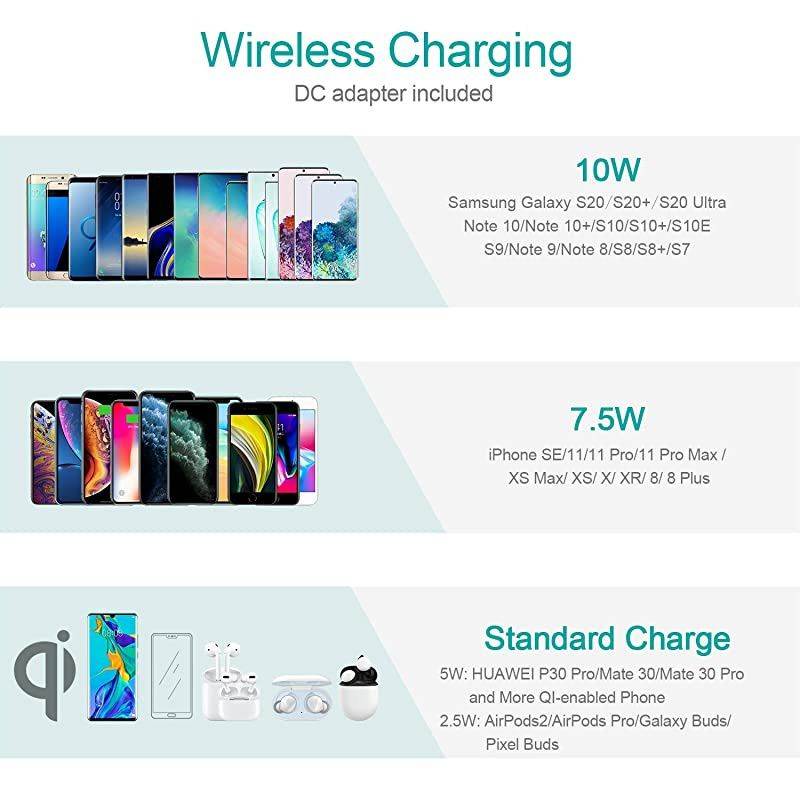 Wireless Charger,MFi Certified 4 in 1 Wireless Charging Station Dock Charging Stand for iWatch SE/6/5/4/3/2,iPhone SE/11/12/12 Pro/12 Pro Max,Galaxy S20/Note 10/S10,AirPods Pro (With Adapter)