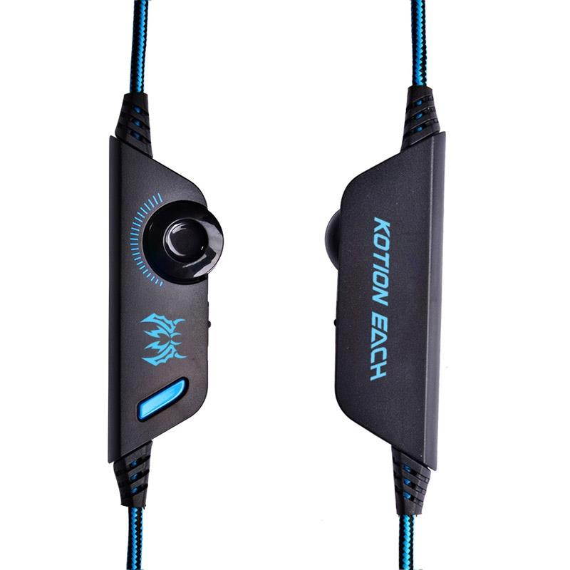 EACH G2000 Over-ear Stereo Bass Gaming Headset with Mic & LED Light for Computer, Cable Length: 2.2m(Blue)