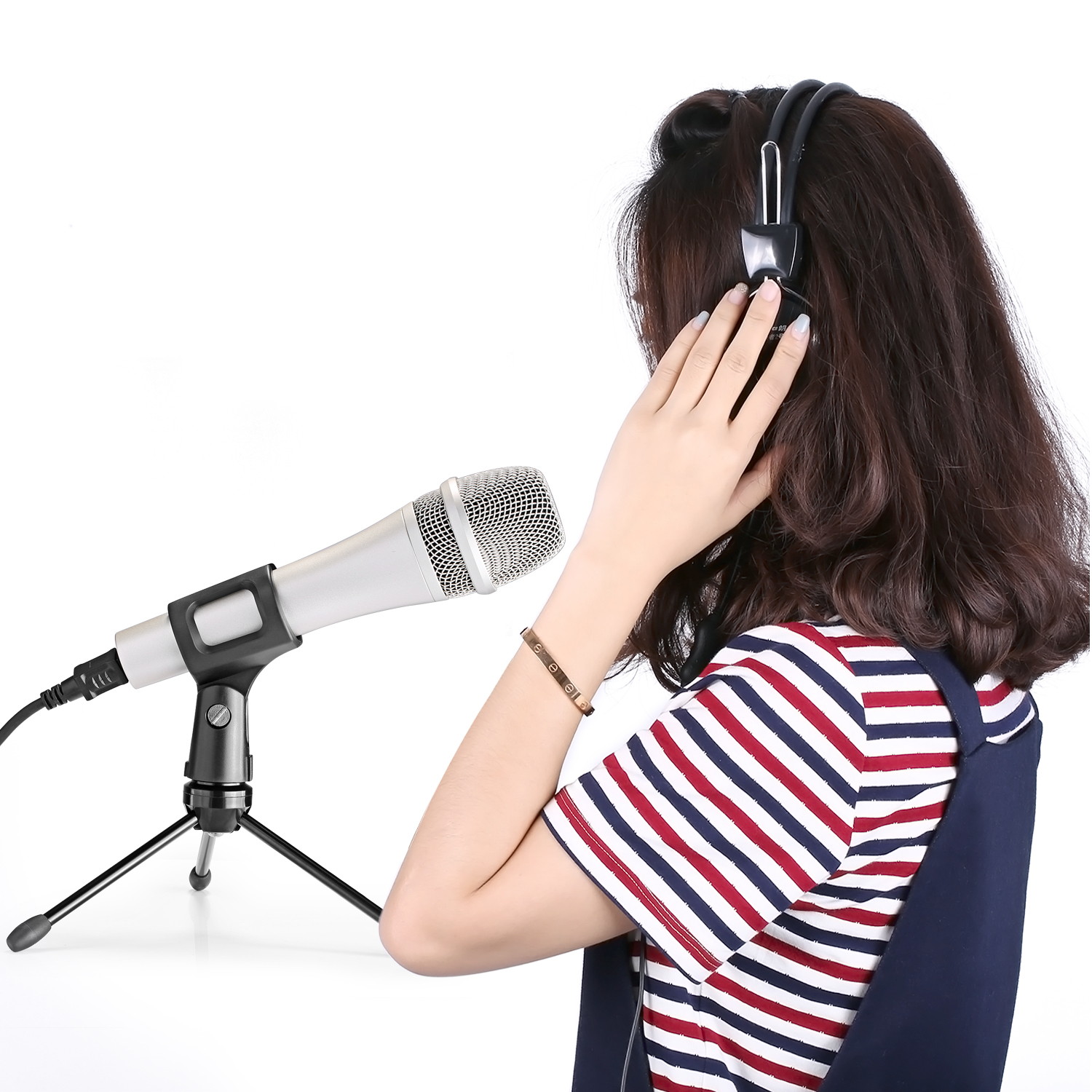 Neewer&reg; Foldable Tripod Desktop Desk Microphone Stand with Non-slip Feet, Durable Iron Construction, 3/8" and 5/8" Threaded Mount, Black