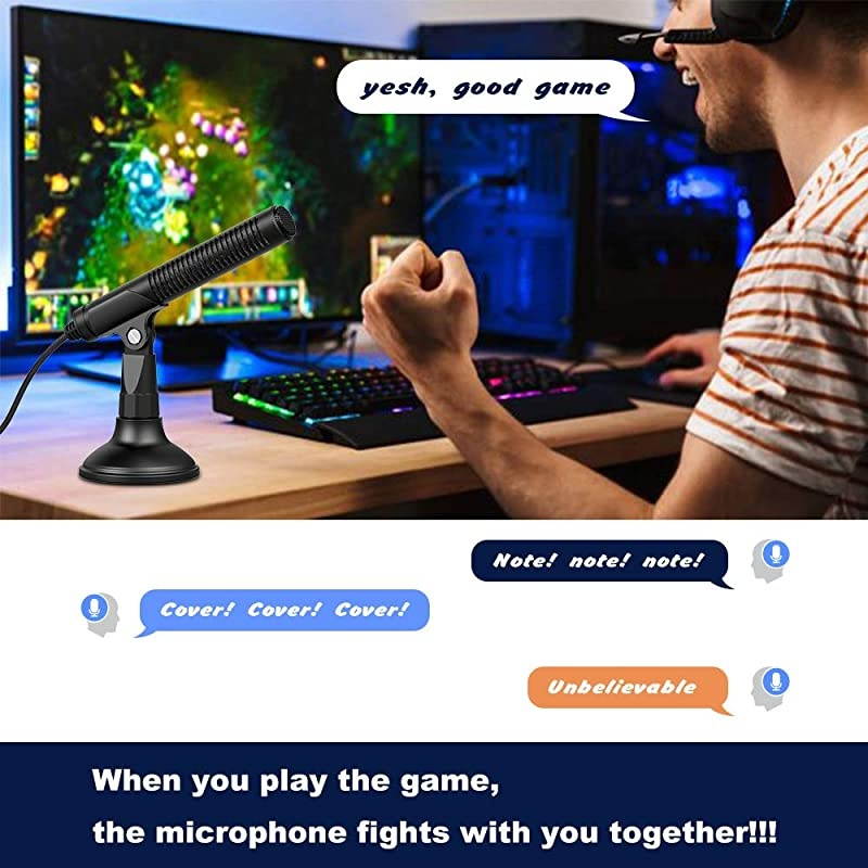 Microphone, Desktop Mic for MacBook, Desktop, Laptop, PC, Support Monitor & Install Call, PC Gaming Mic for Recording, Chatting, Zoom Meeting, Streaming, Broadcast, Skype, Remote Teaching
