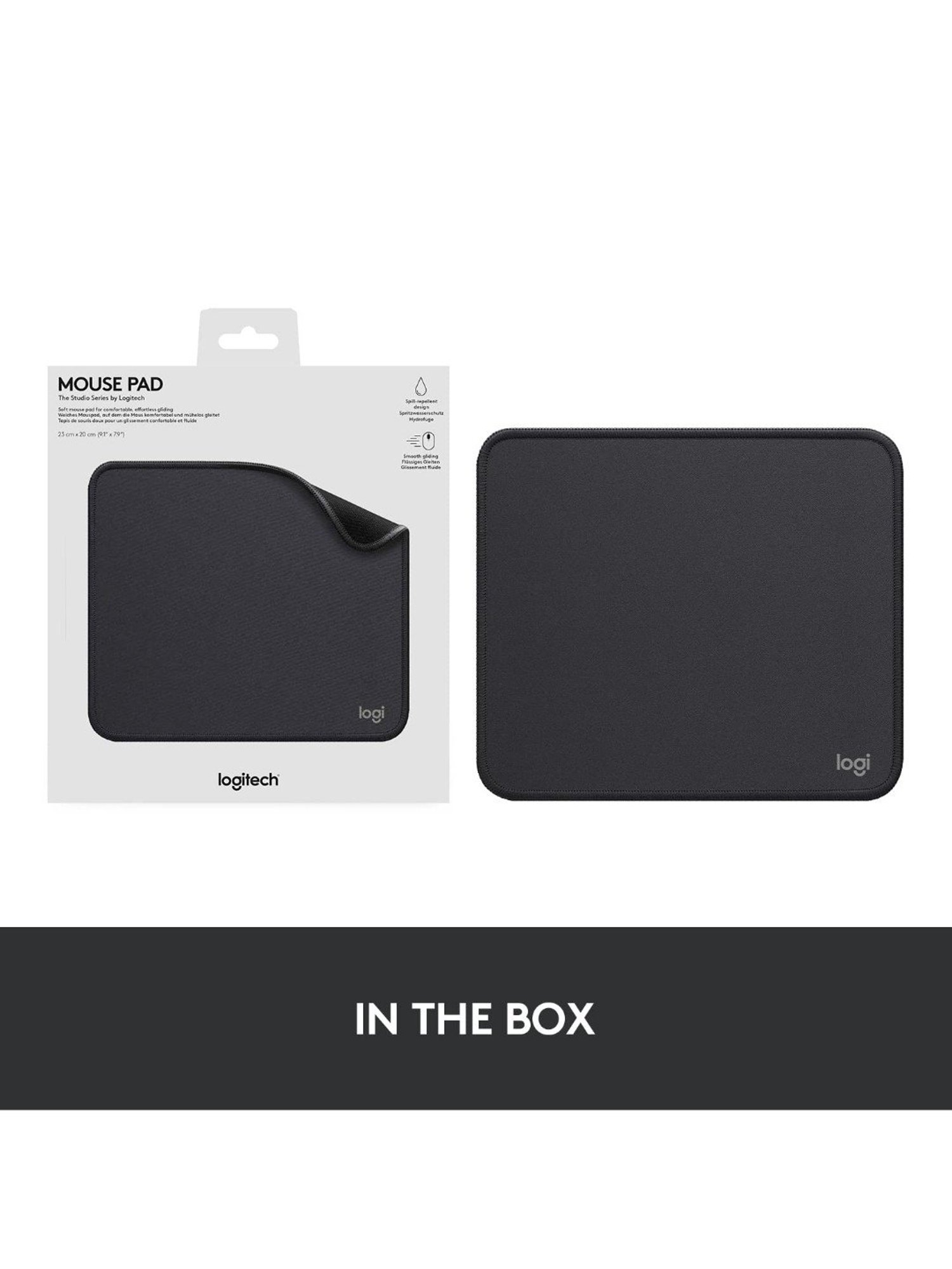 Logitech Mouse Pad - Studio Series, Computer Mouse Mat with Anti-Slip Rubber Base (Graphite Black)