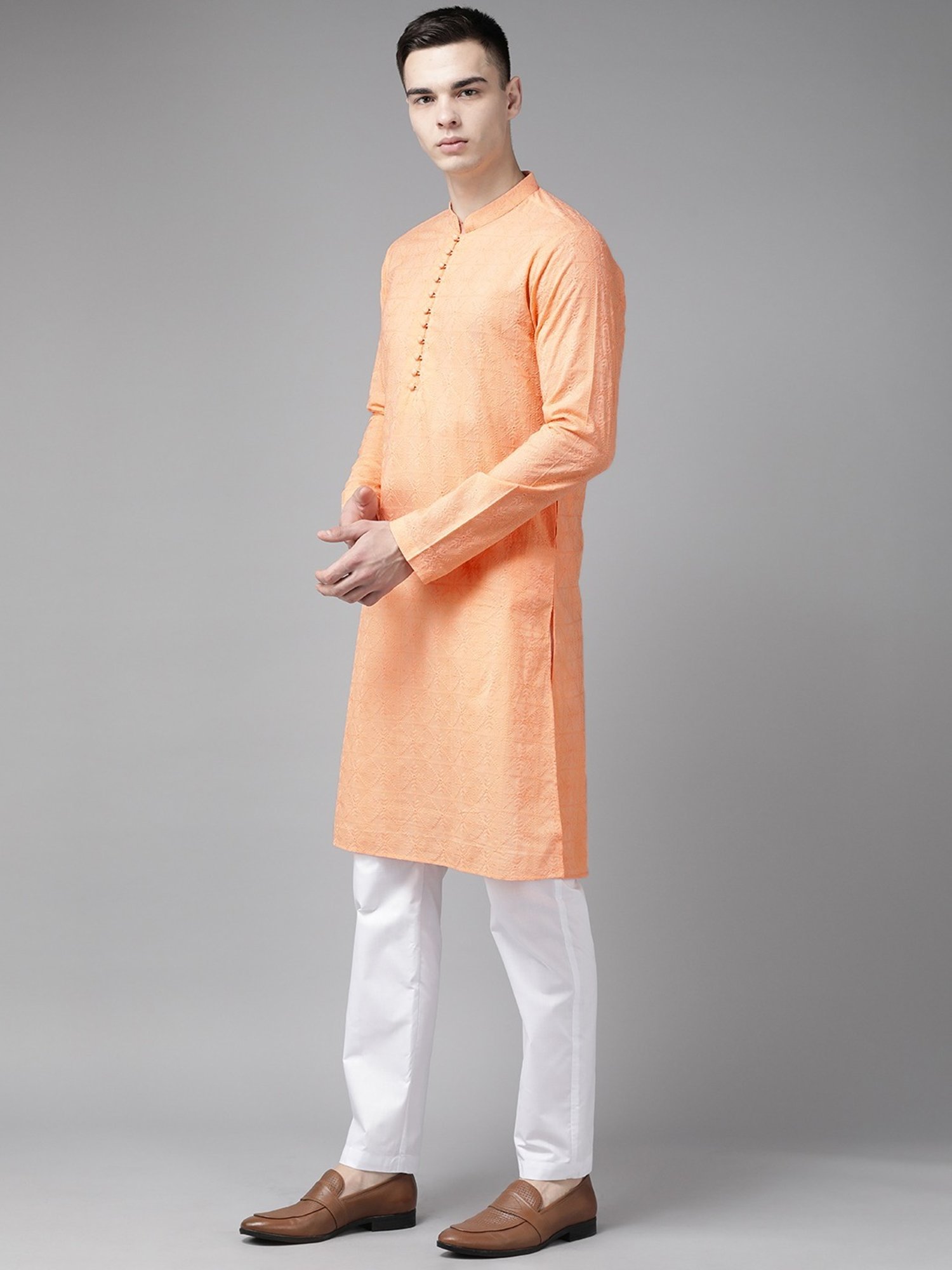 Sanwara White Regular Fit Chikankari Kurta & Churidar Set