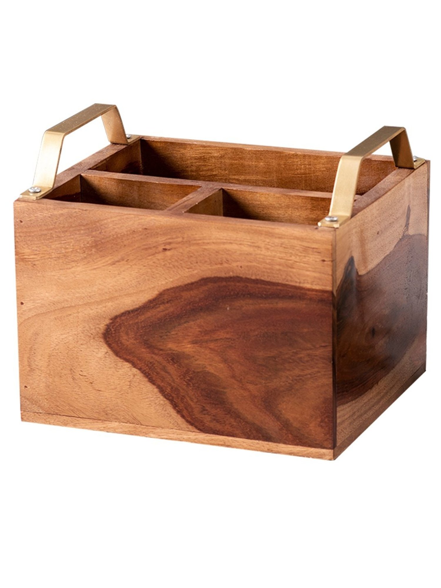 Nestroots Brown Wood Cutlery Holder - Set of 2