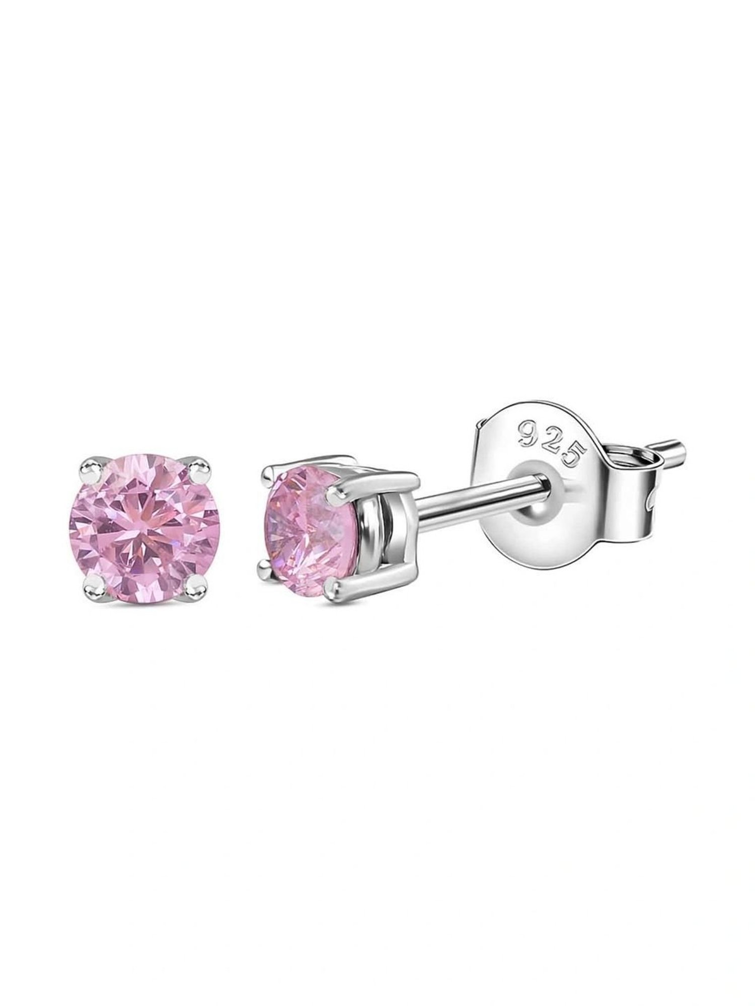 Ornate Jewels 92.5 Sterling Silver Pink American Diamond Stud Earrings for Women