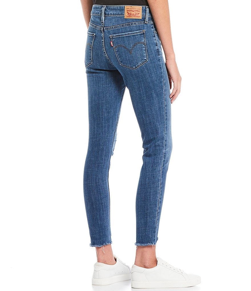 Levi's 711 27#double; Inseam Distressed Raw Hem Ankle Skinny Jeans