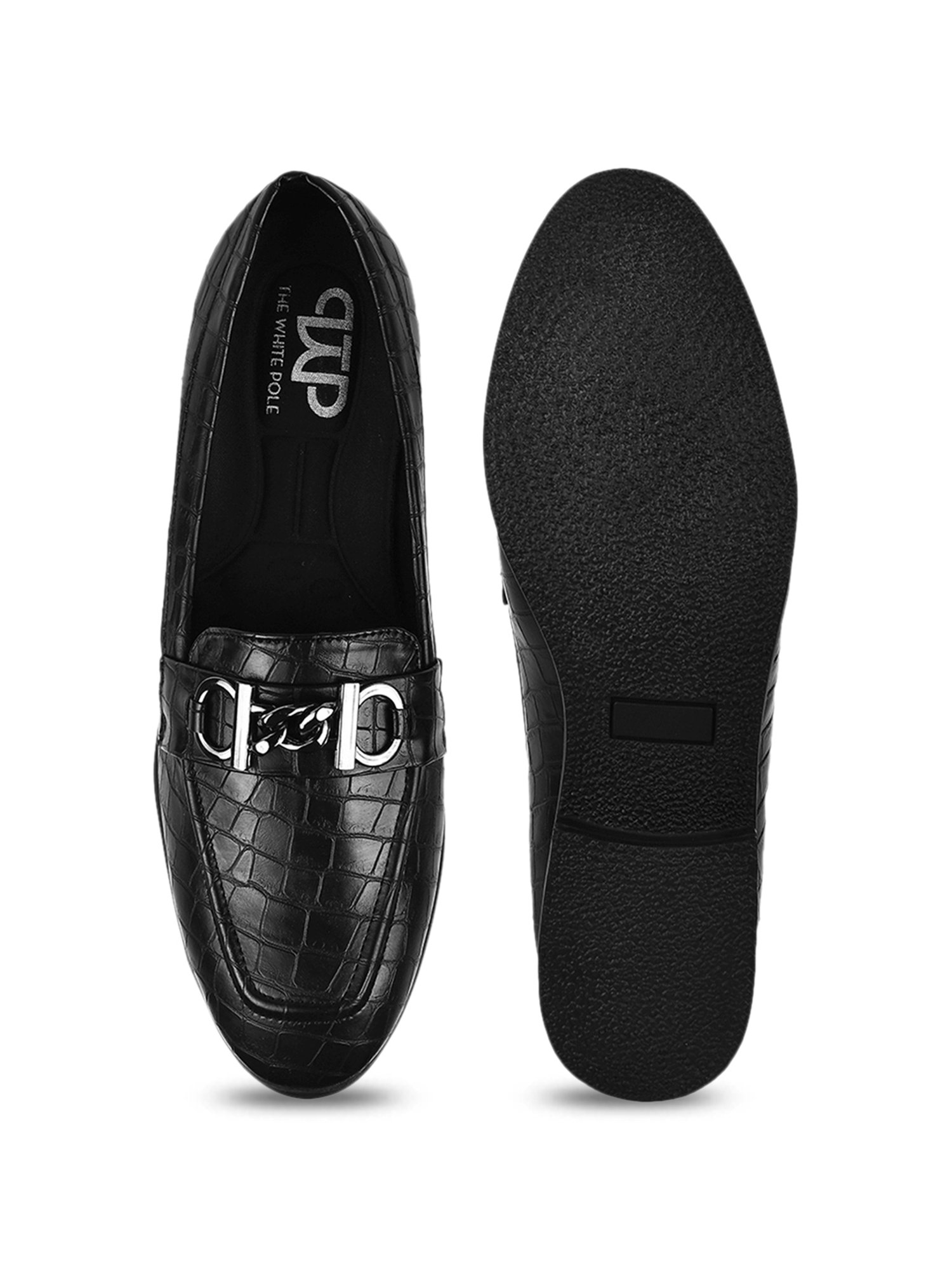 The White Pole Women's Black Casual Loafers