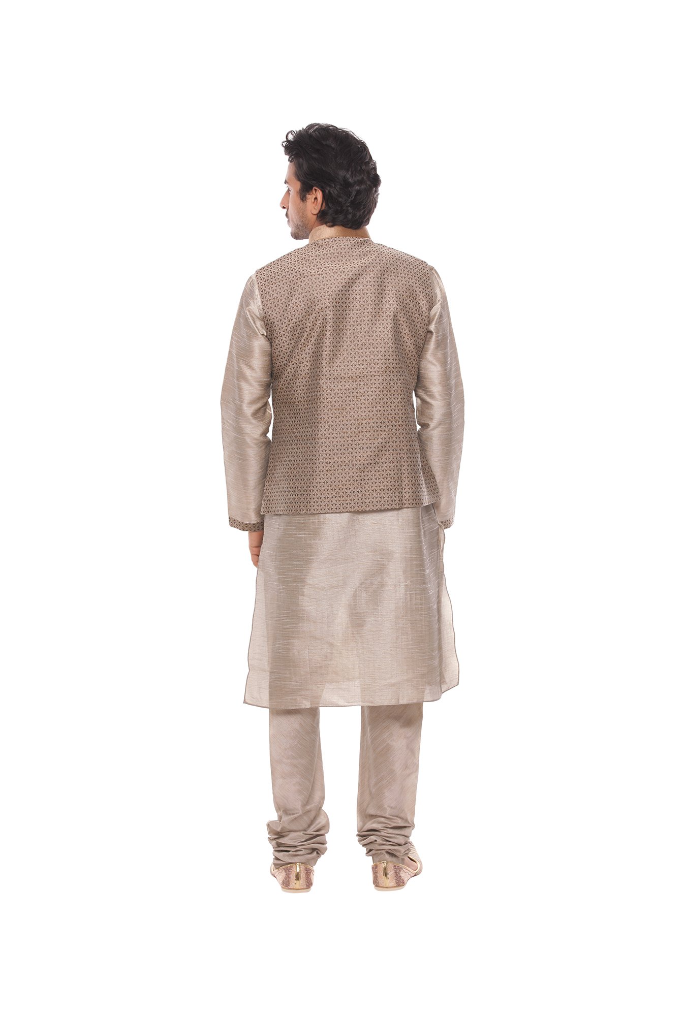 Manyavar Grey Self Design Ethnic Kurta Set with Jacket