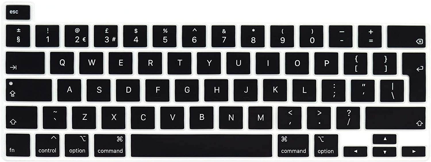 HRH English Keyboard Cover Skin,Silicone Keyboard Cover Protector for MacBook Pro 13 inch 2020 (Model A2289 / A2251 / A2338 Apple M1 Chip) and MacBook Pro 16 2019 (Model A2141),European Version