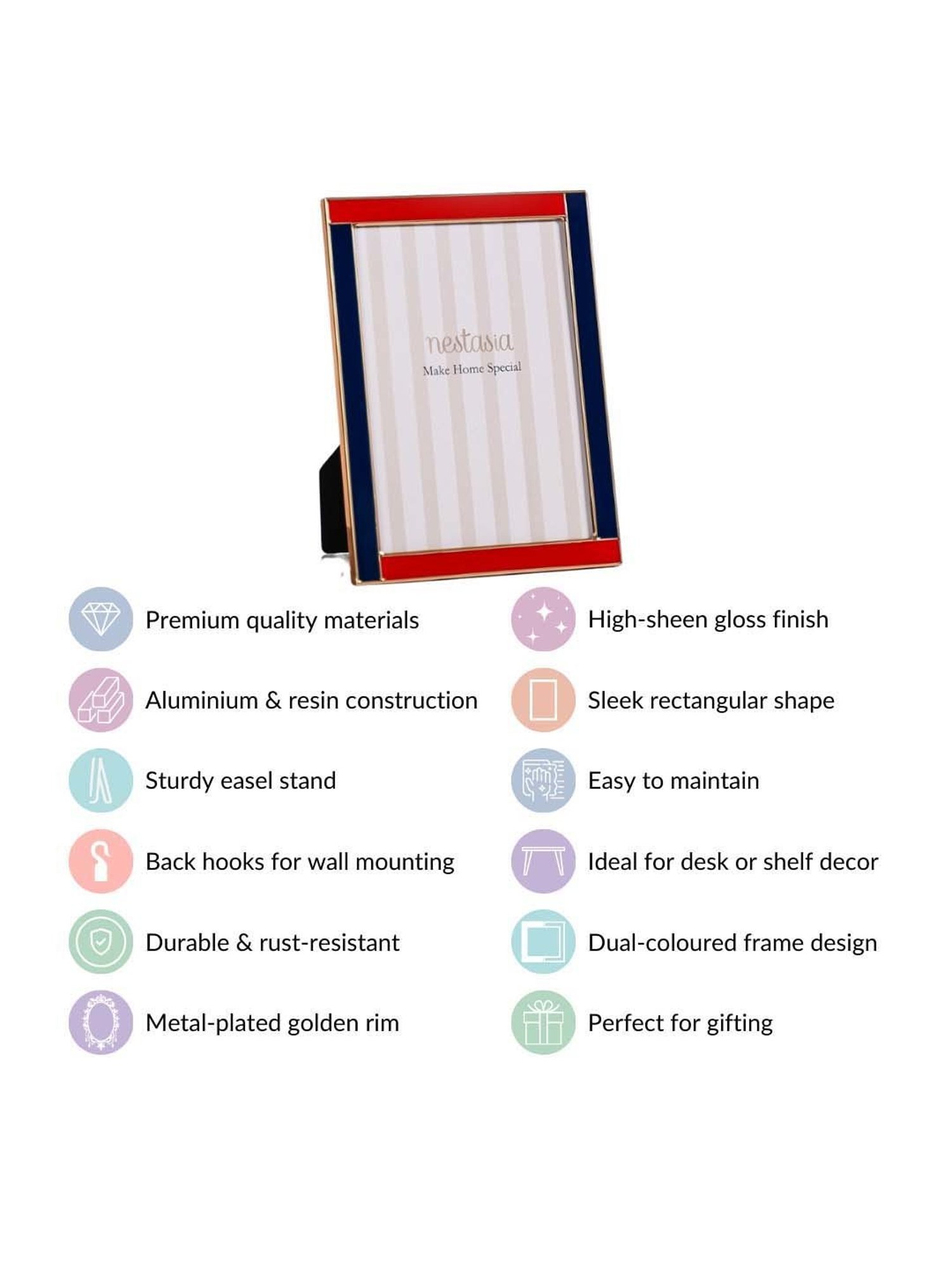 Nestasia Dual-Toned Red & Navy Blue Border Photo Frame