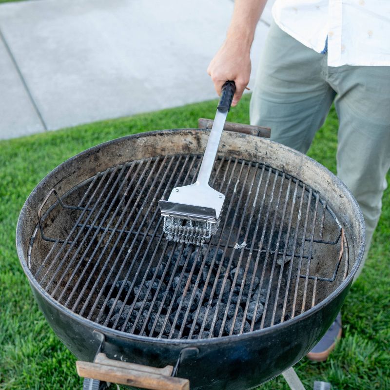 Brush 'n Rake Grill Brush & Coal Rake Silver - BBQ Dragon