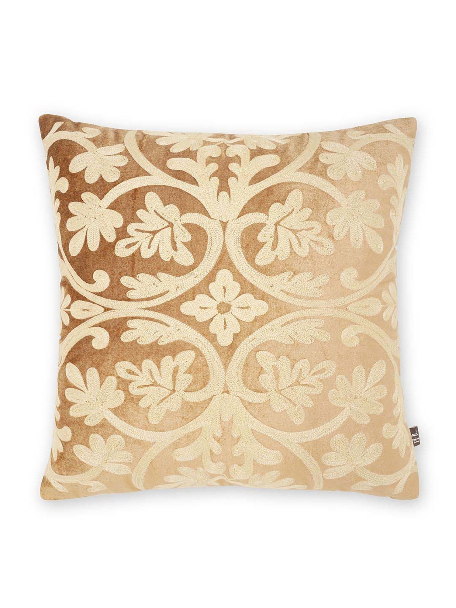 Pure Home and Living Gold Cotton Ari Embroidered Cushion Cover