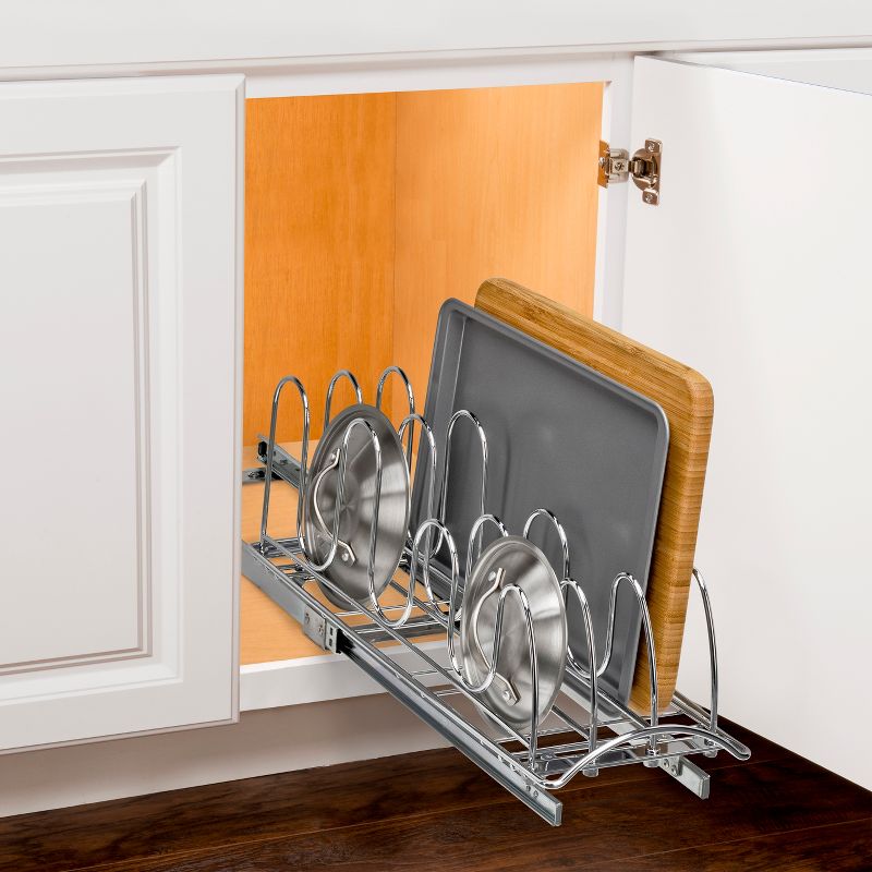Lynk Professional Slide Out Pan Lid Holder - Pull Out Kitchen Cabinet Organizer Rack