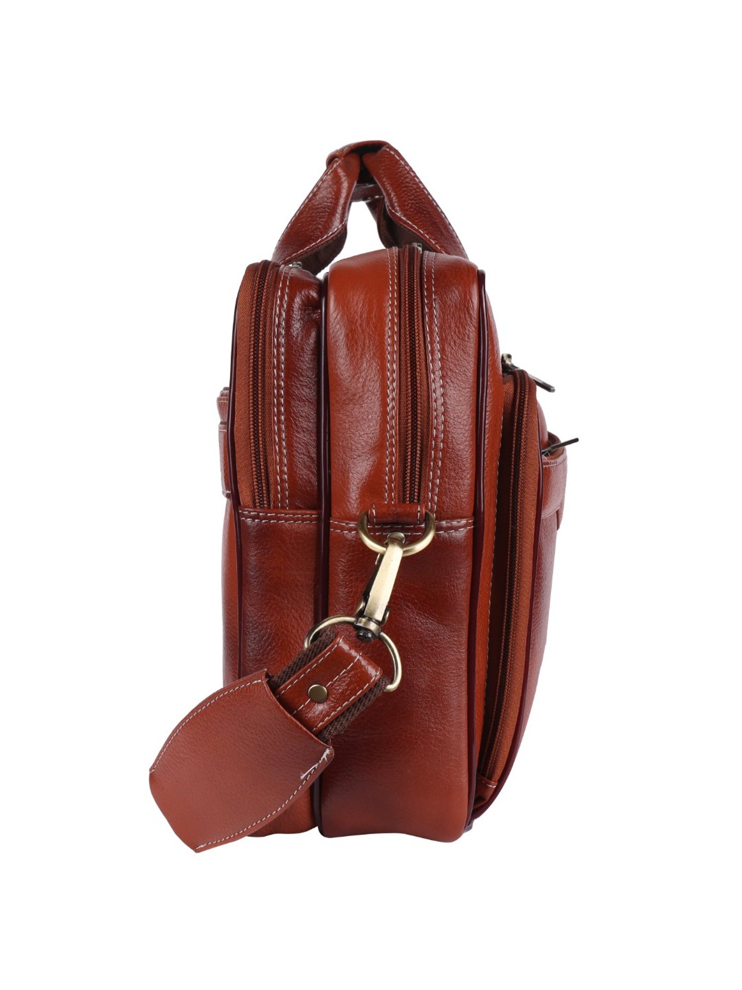 HiLEDER Pure Genuine Premium Stylish Briefcase Laptop Messenger Bag for Men and Women, Tan