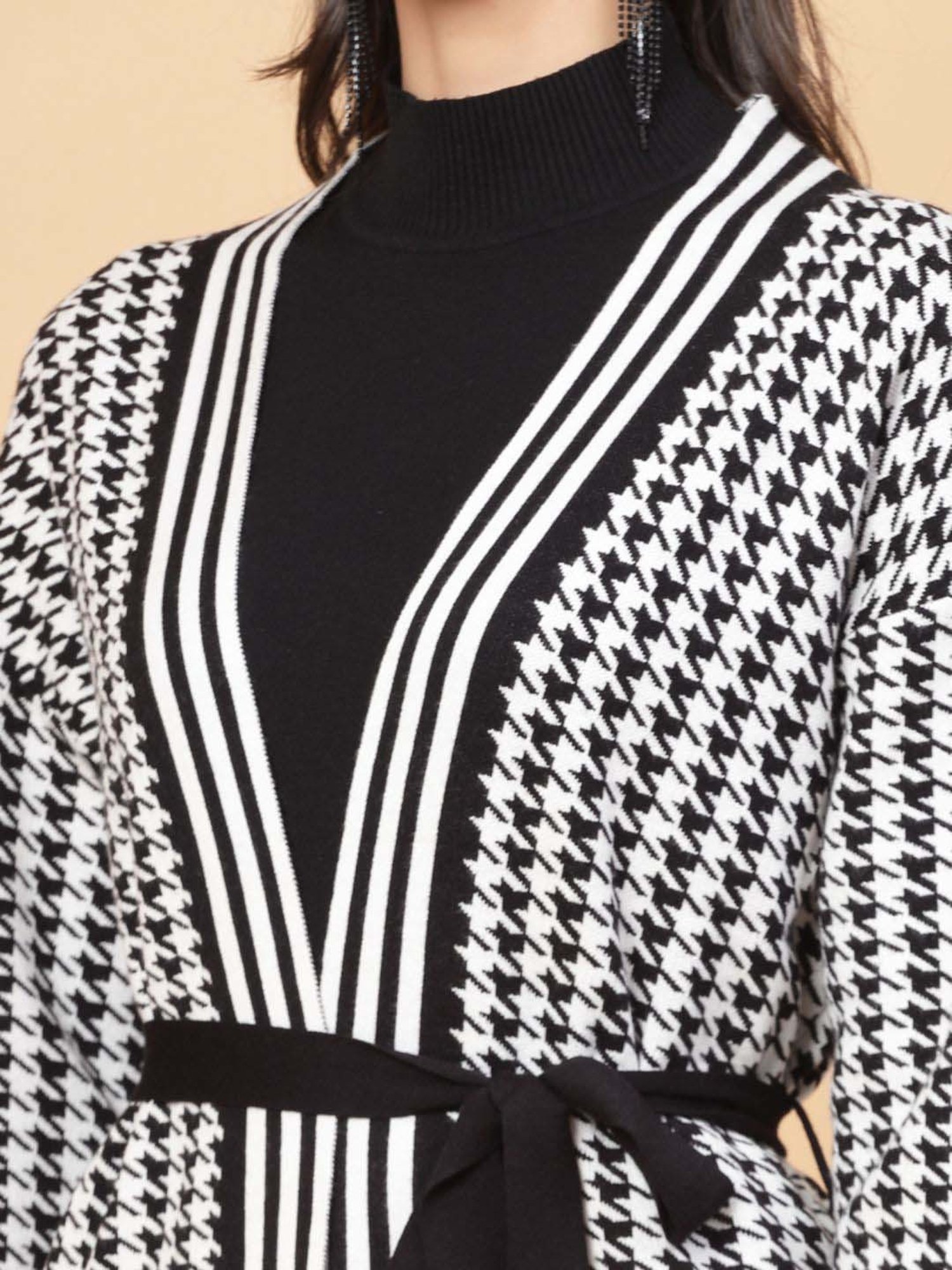 Mafadeny Black Printed Top Pants Set With Shrug