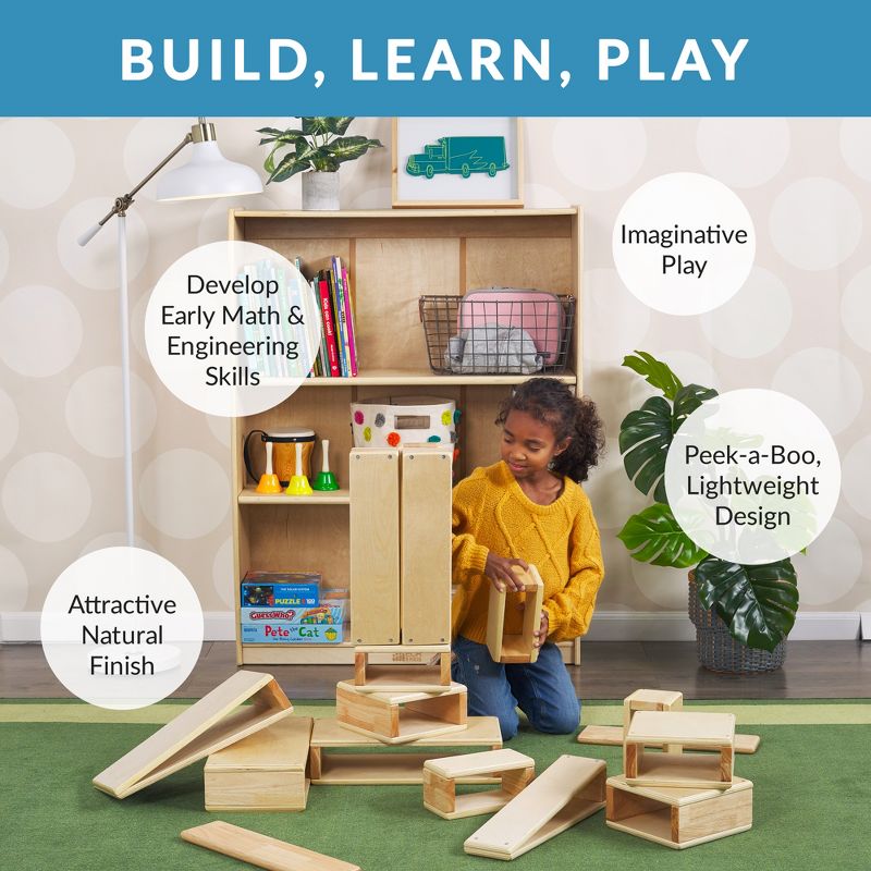 ECR4Kids Big Hollow Block Set | STEM Education Wooden Building Blocks | 18 Pieces