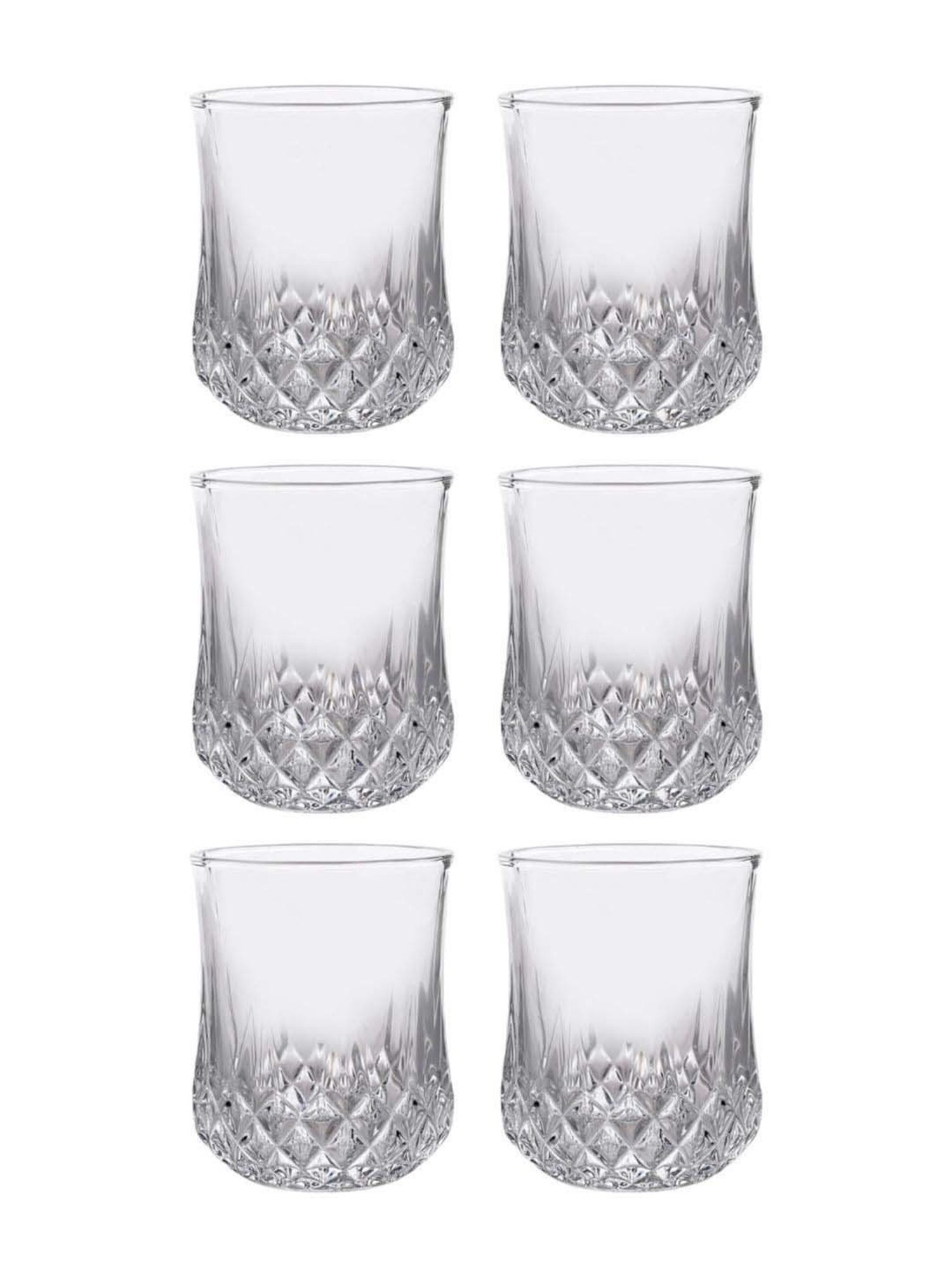 Nestasia Premium Quality Thick Walled Break Resistant Cut Glass Textured Glass Set Of 6, Each 200 ml