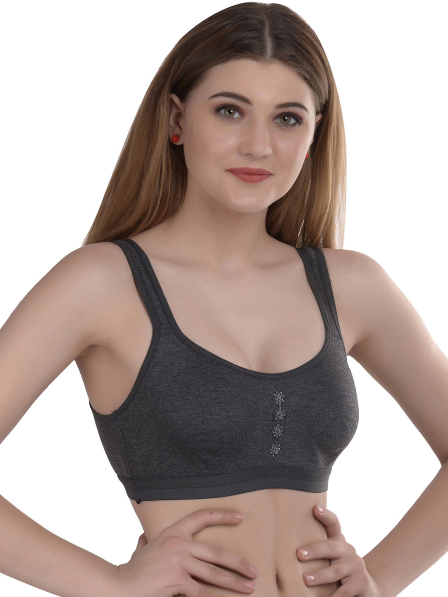 AROUSY Orange & Black Cotton Beginner's Bra - Pack Of 2