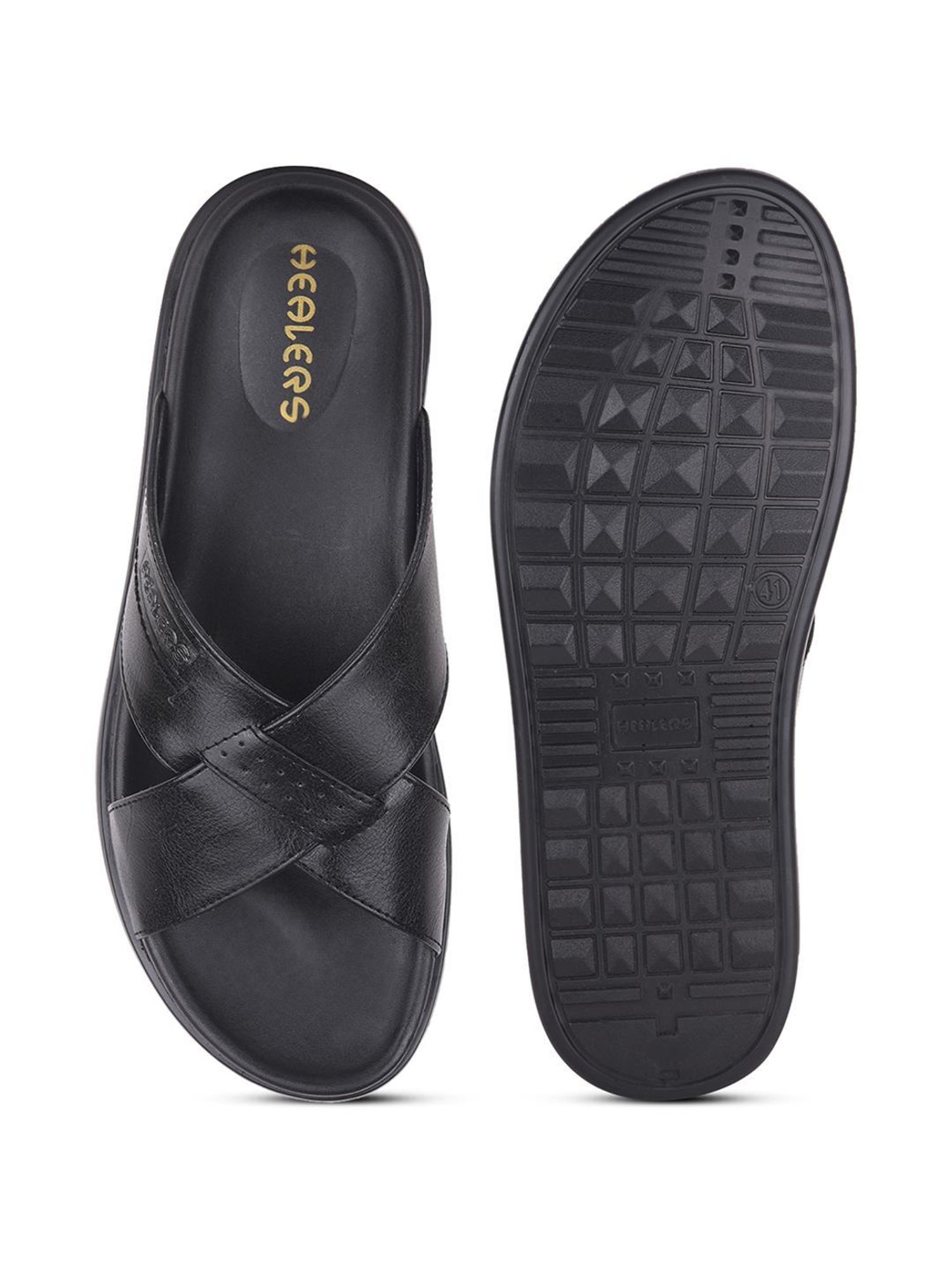 Healers by Liberty Men's Black Cross Strap Sandals