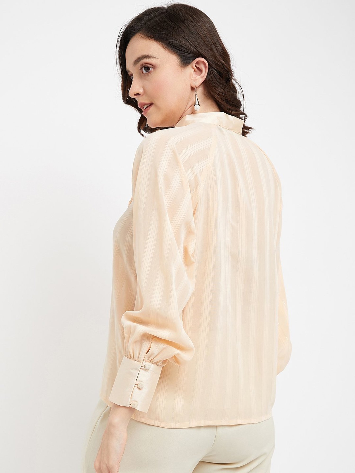 MADAME Cream Stripes Top