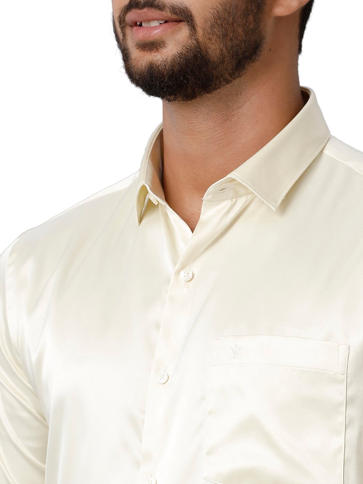 Ramraj Cream Regular Fit Half Sleeves Shirt
