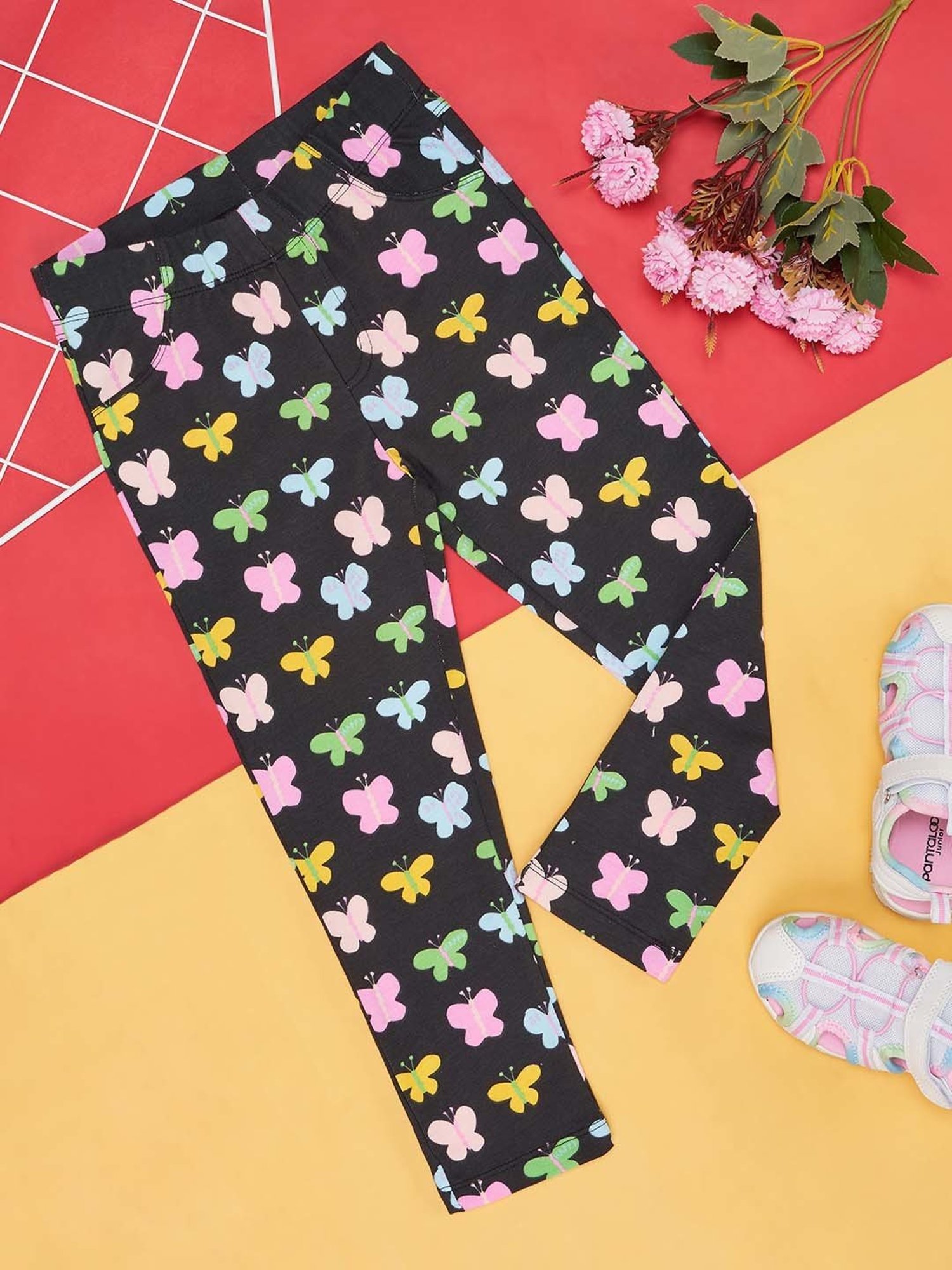 Pantaloons Junior Forest Black Printed Jeggings