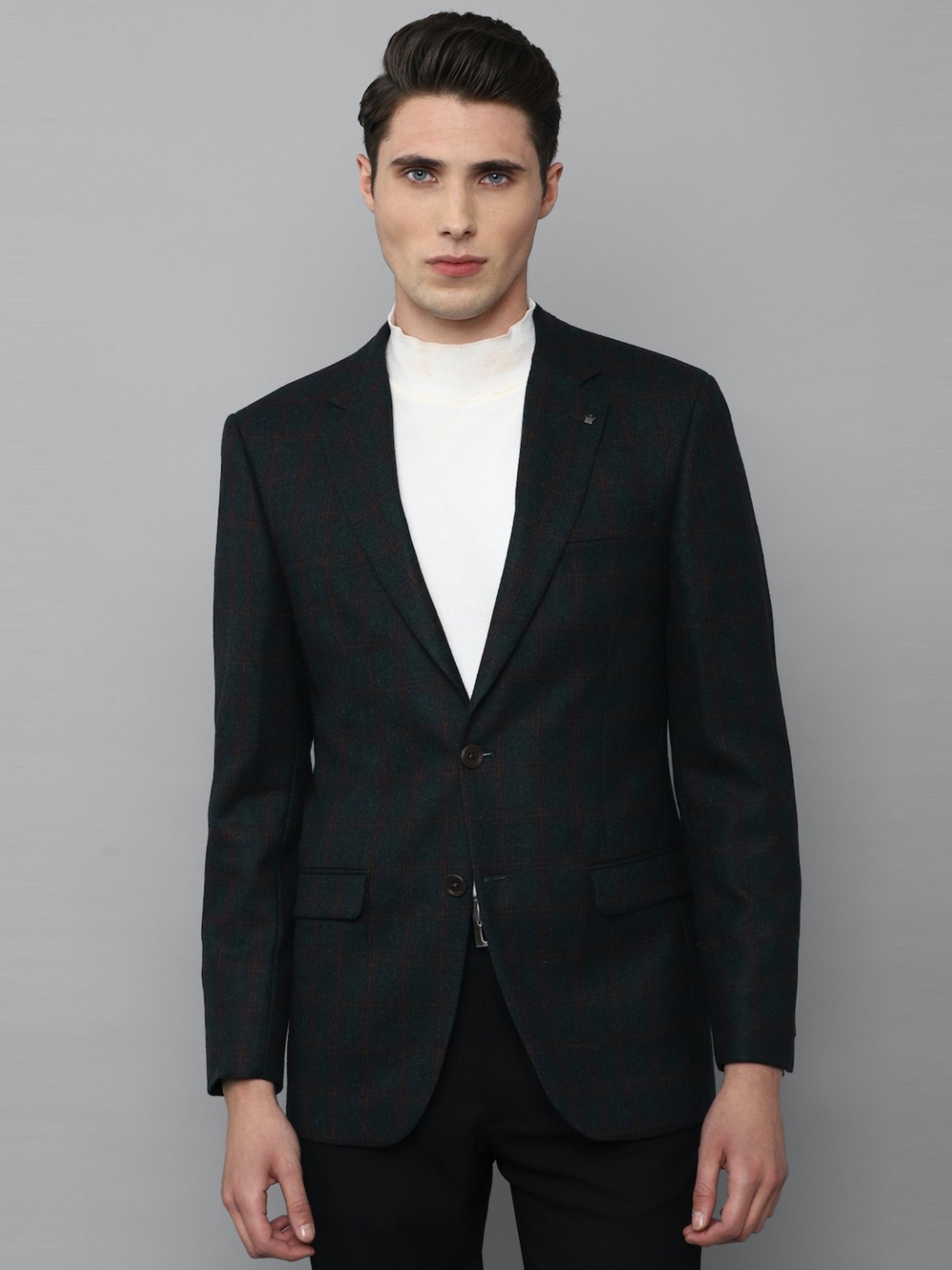 Louis Philippe Green Regular Fit Checks Blazer