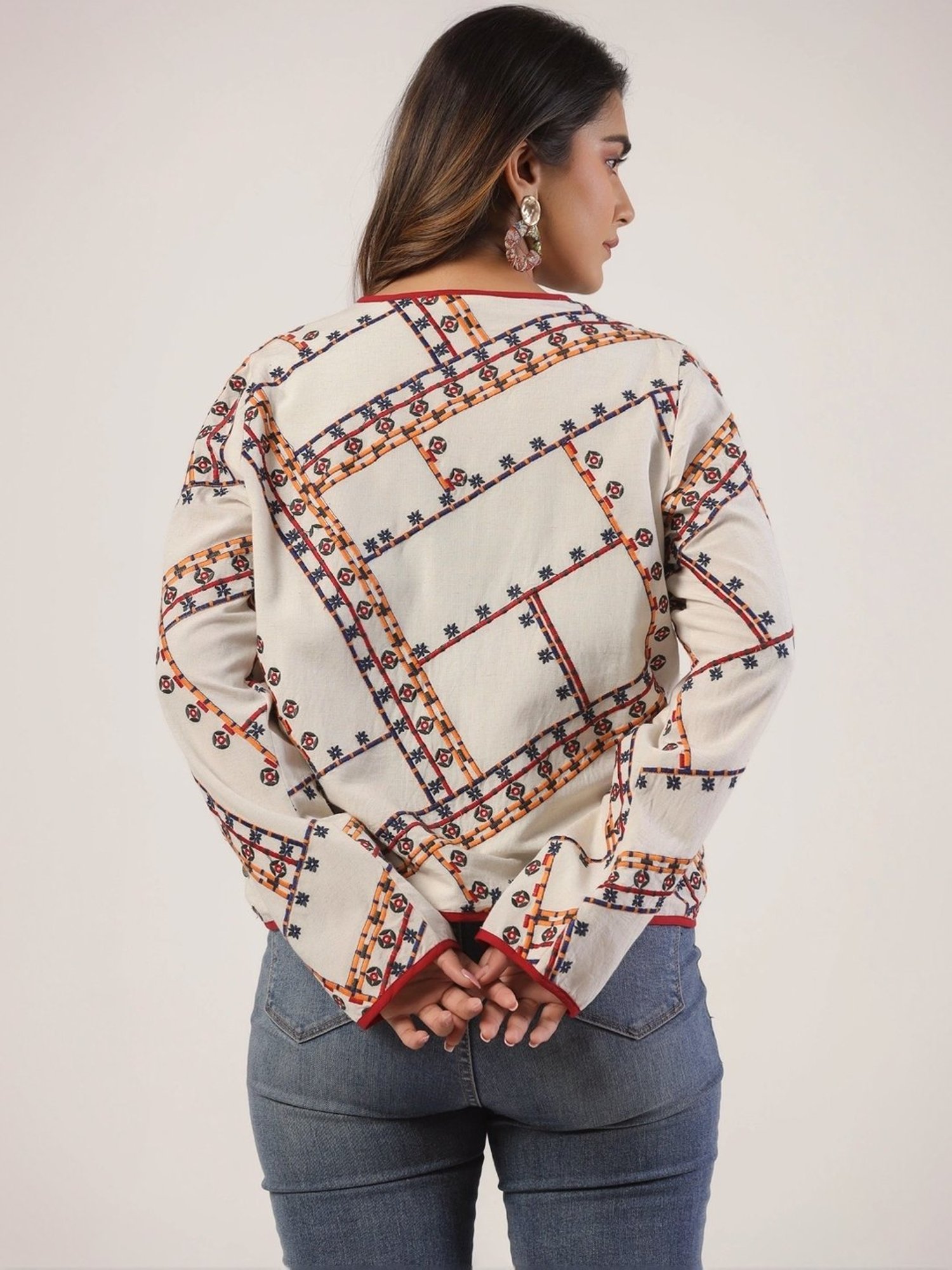 Karyn Seo Miranda Vintage Inspired Embroidered Kimono Cardigan