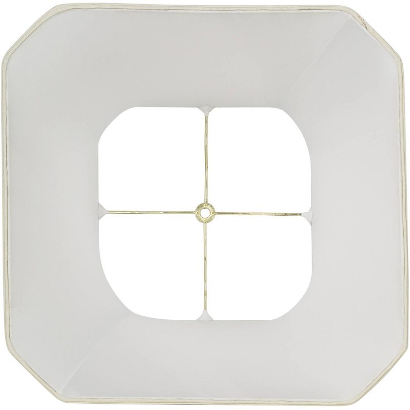 Imperial Shade Creme Medium Square Cut Corner Lamp Shade 10.5" Top x 16" Bot. x 14" Slant x 13.5" High (Spider) Replacement with Harp and Finial