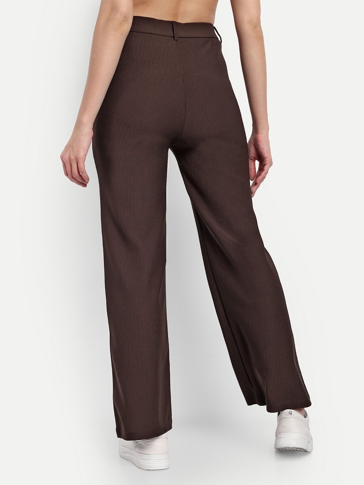Broadstar Brown Straight Fit High Rise Corduroy Trousers